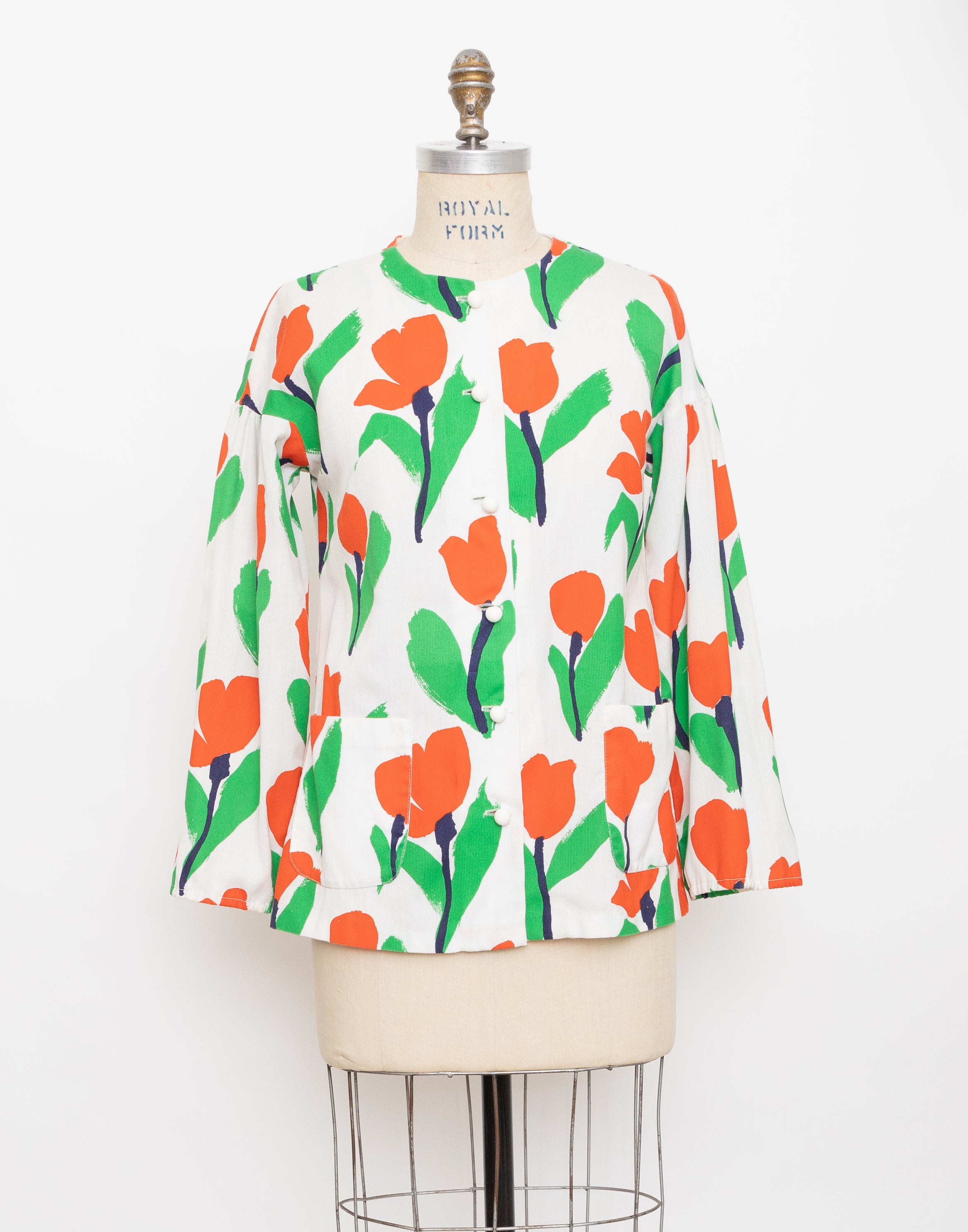 1970s A California Poppy tulip print lightweight chore jacket 2