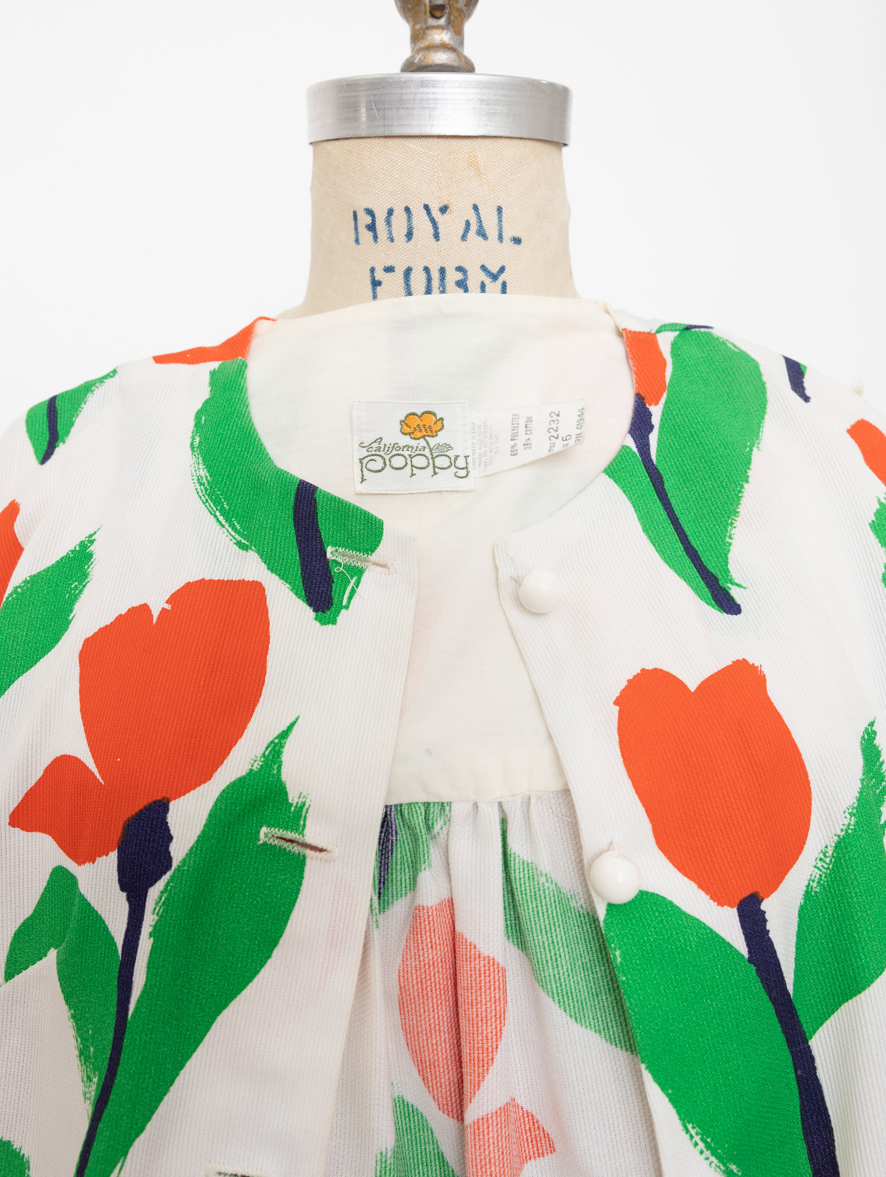 1970s A California Poppy tulip print lightweight chore jacket 5