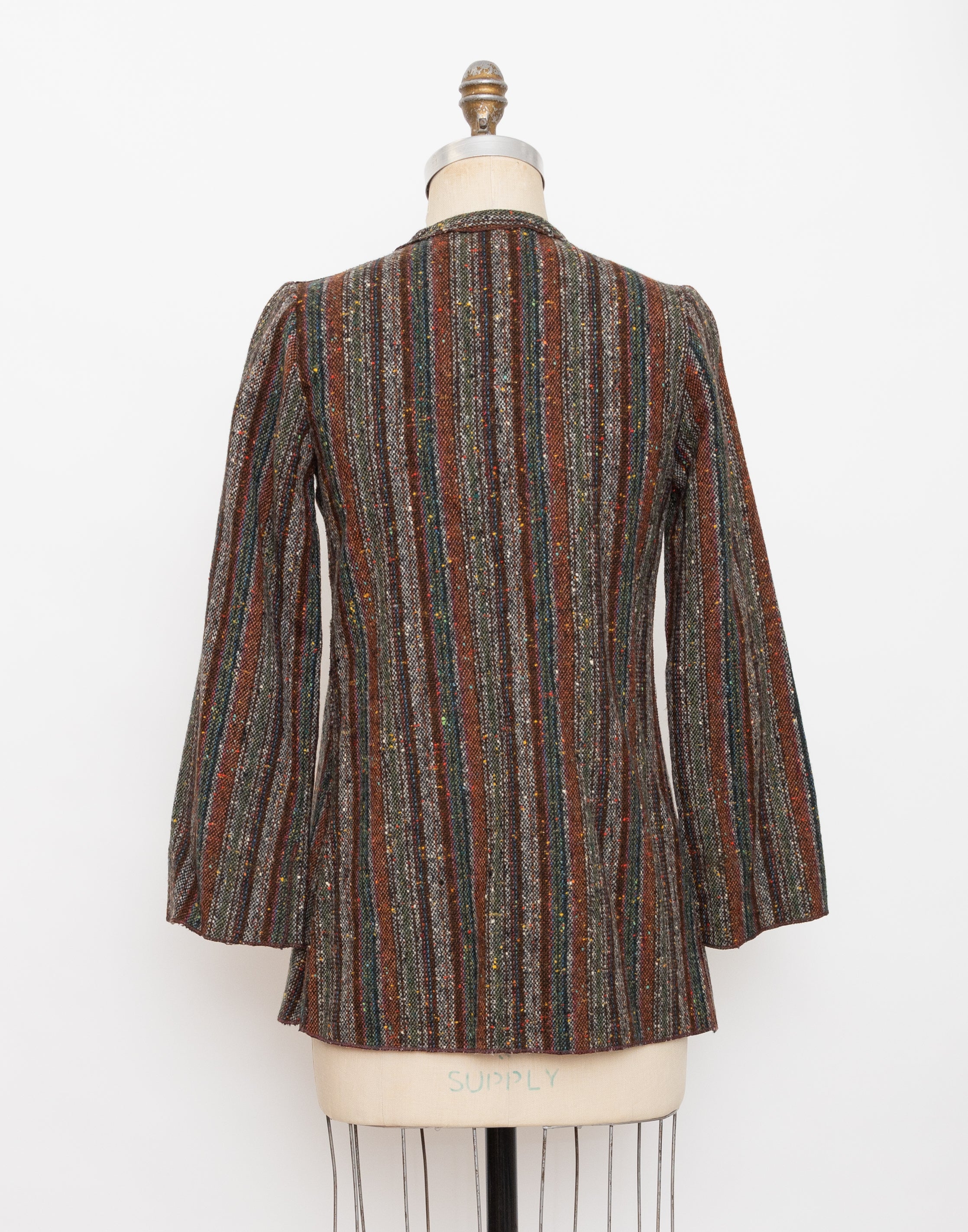 1970s Mrs H Winter striped multicolor textured boucle wool blend jacket 3