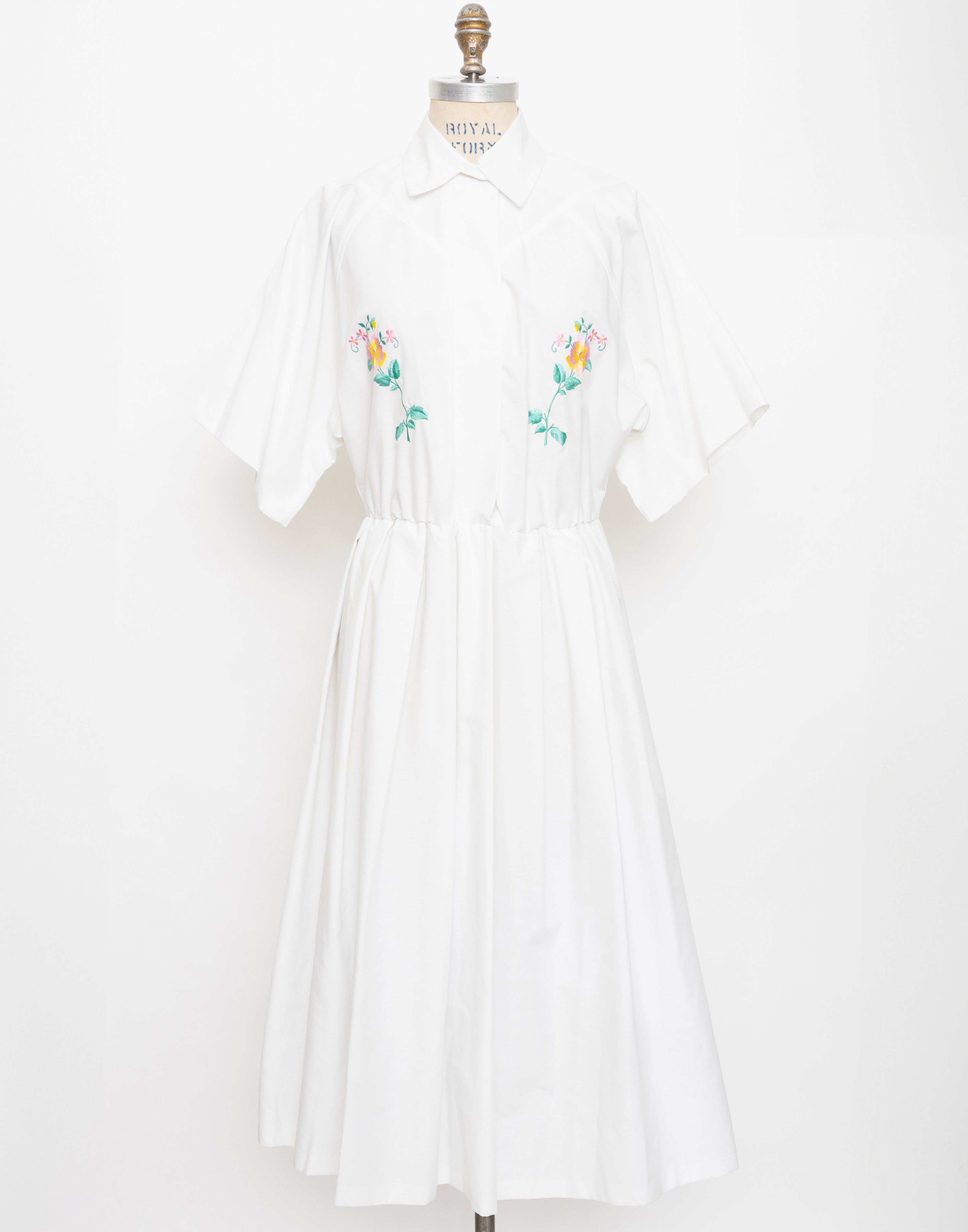 1980s Eileen Scott Dallas white dress with floral detail 1