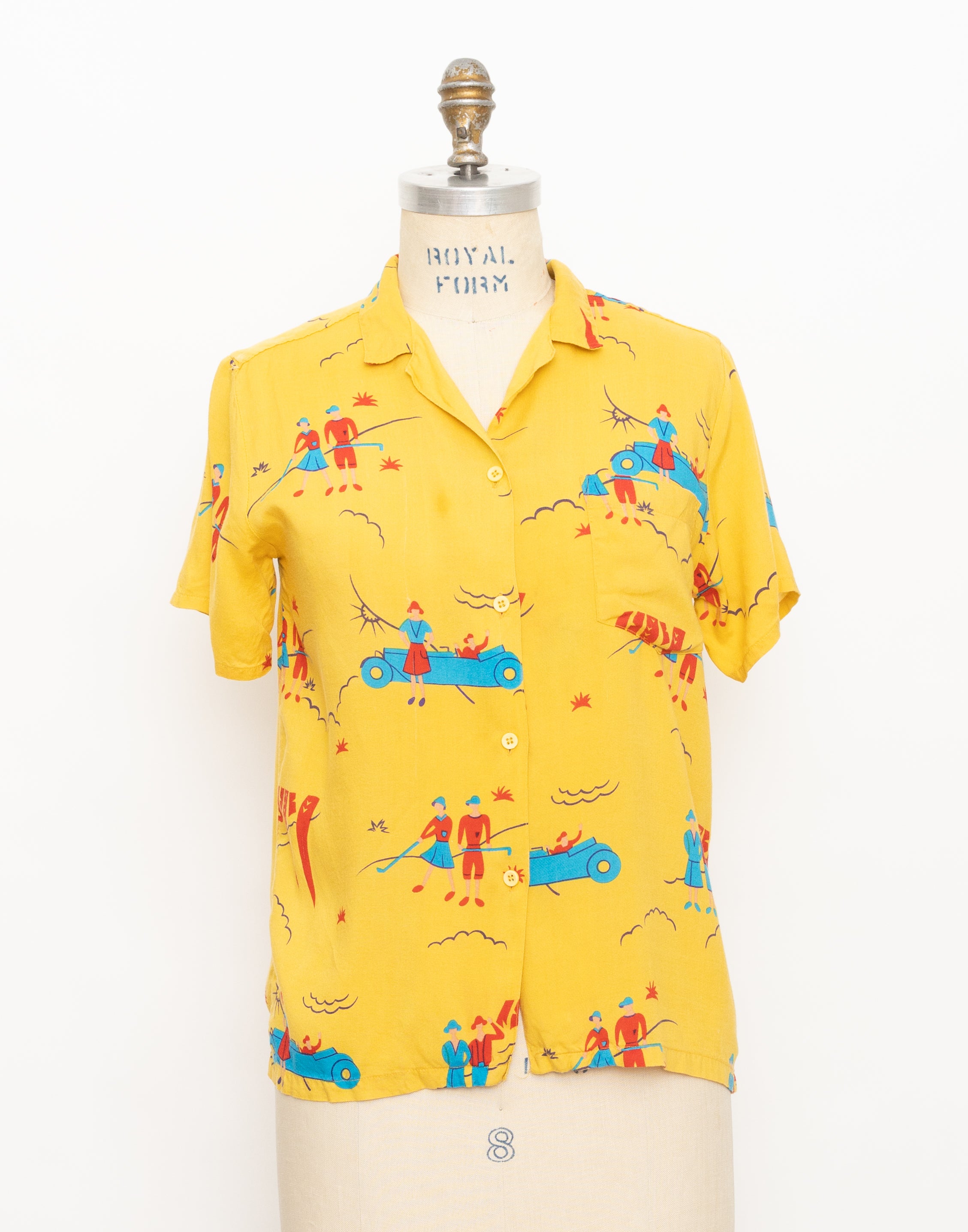 1990s Brittania vintage golfcar print button down shirt 1