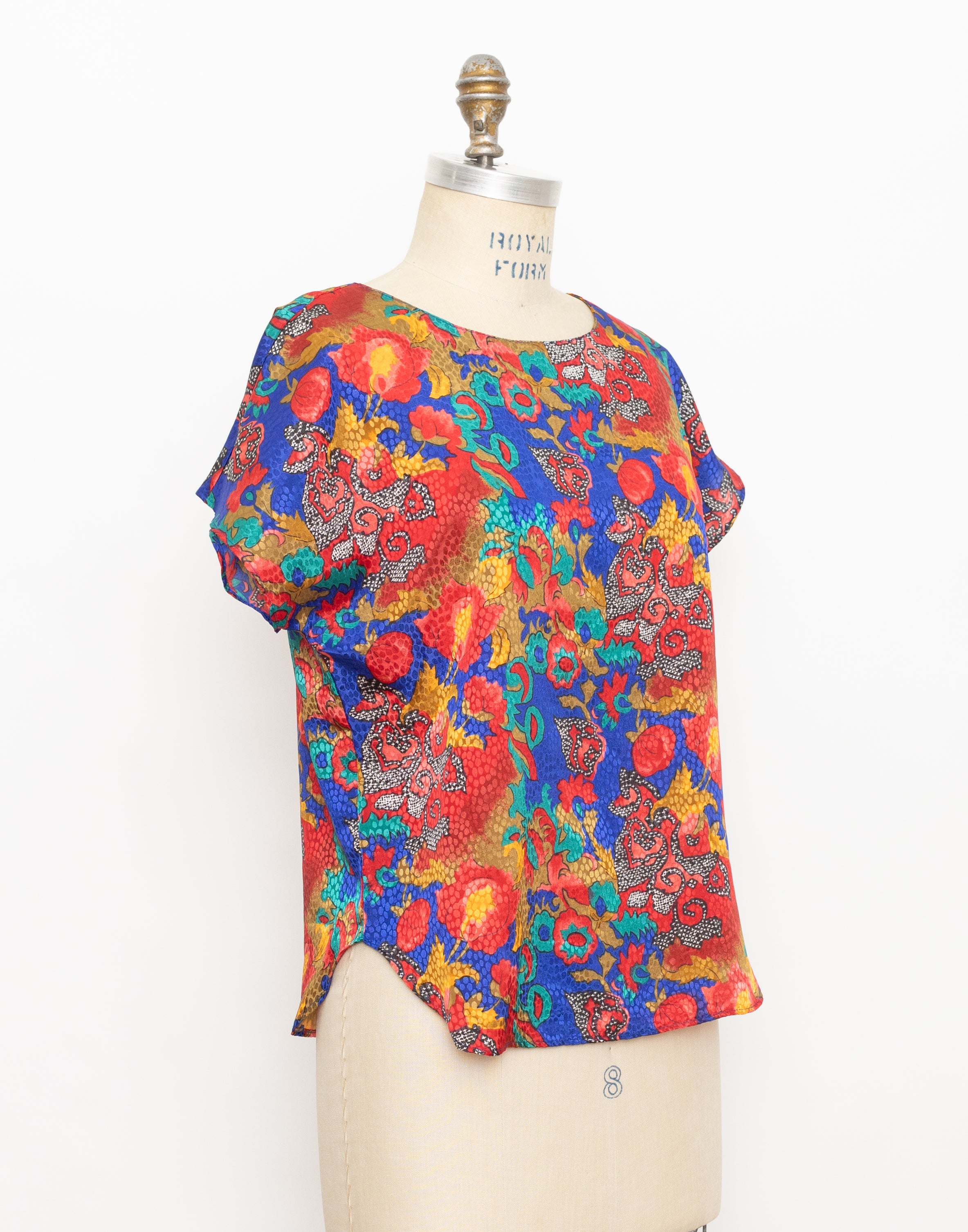 1990s Notations abstract floral paisley short sleeve top 2