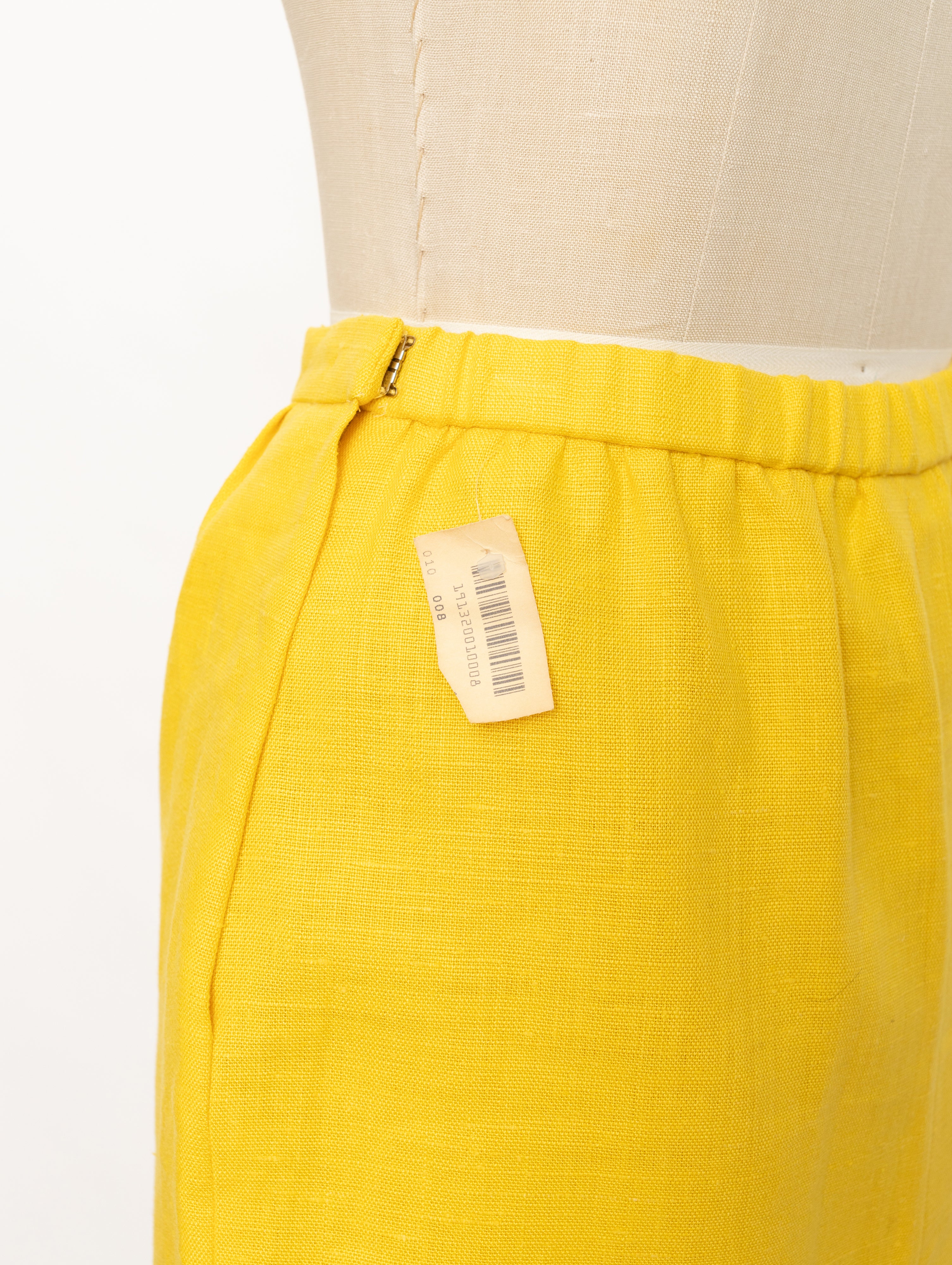 80s-90s William Pearson yellow sequin top and linen skirt set 8