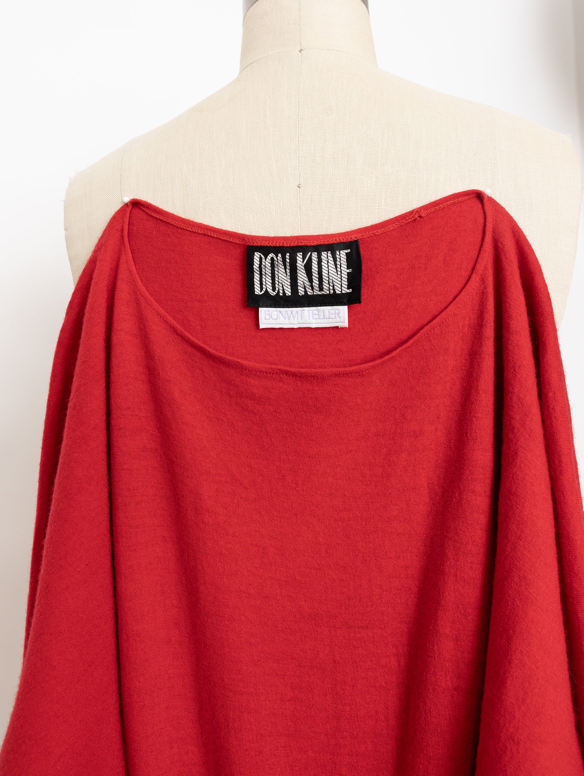 80s red dolman sleeve lightweight wool dress