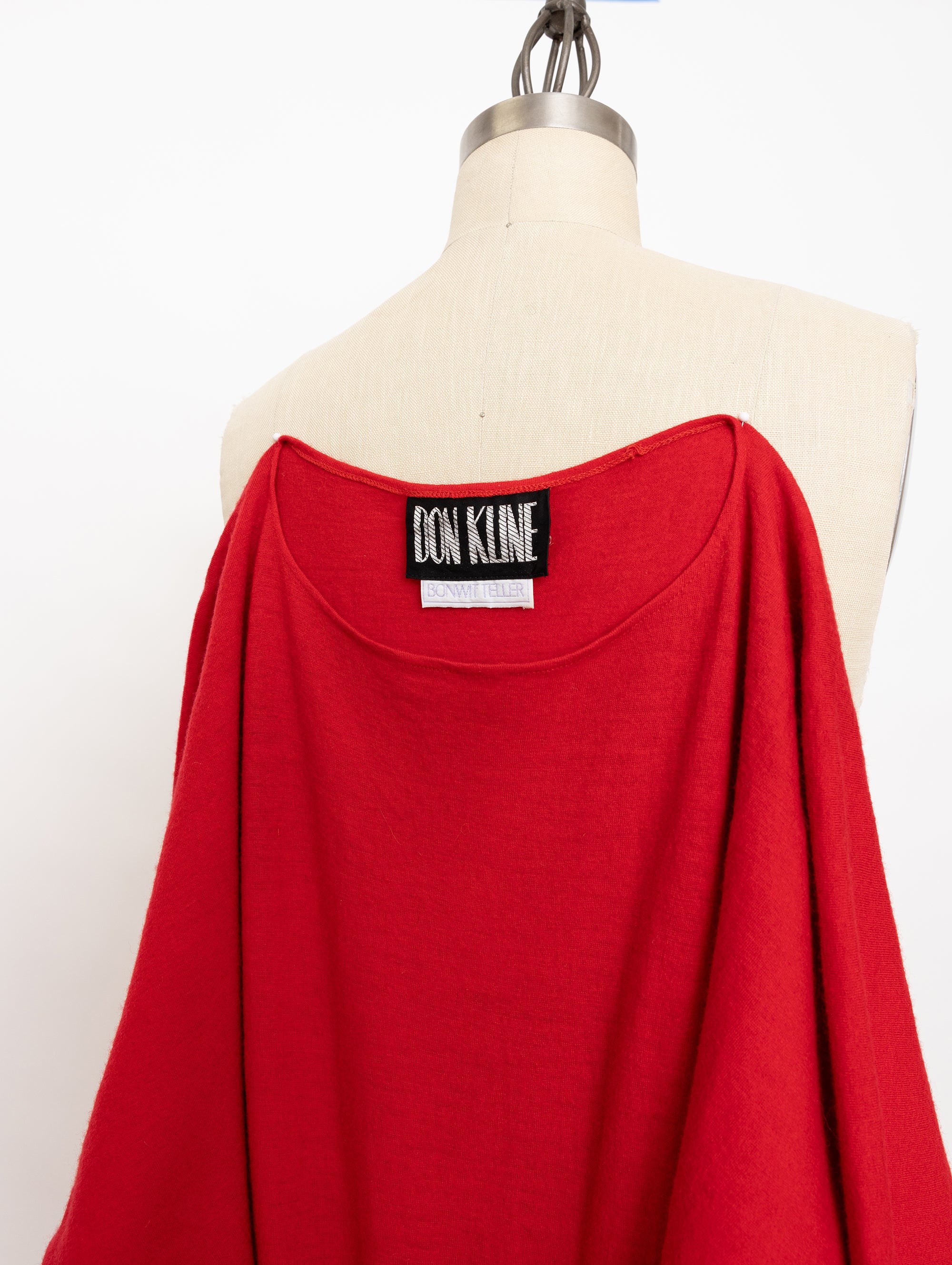 80s red dolman sleeve lightweight wool dress