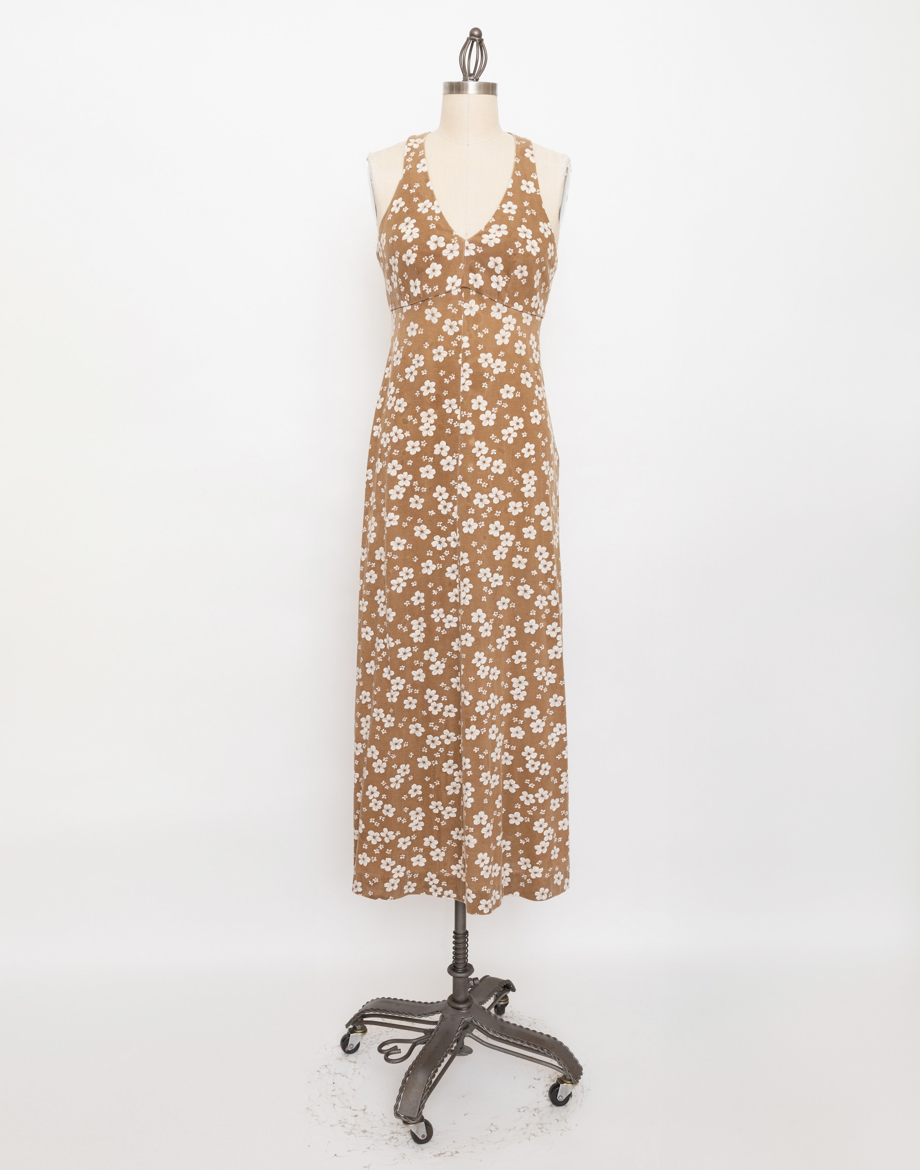 70s kelly arden brown and white flower dress set