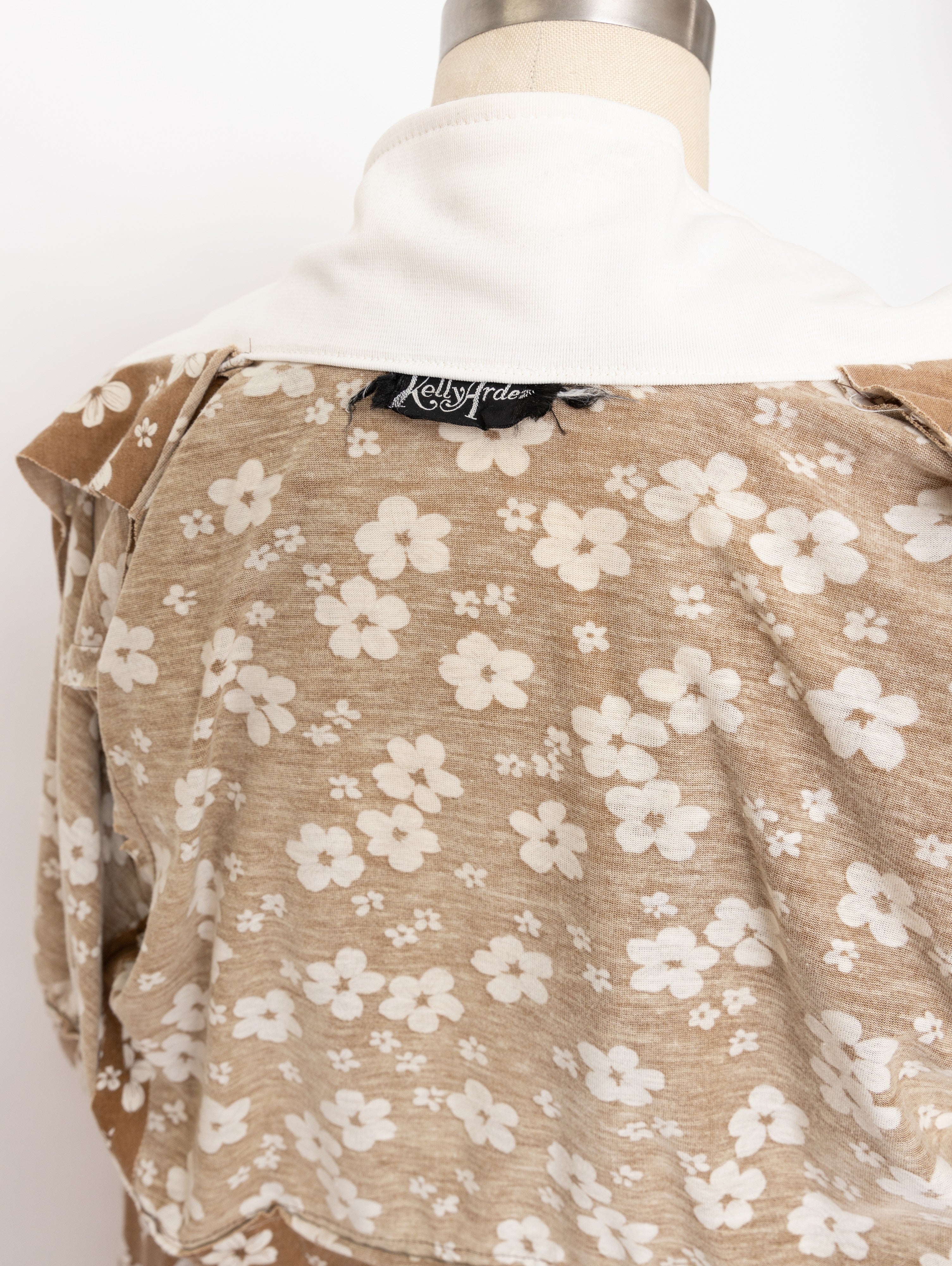 70s kelly arden brown and white flower dress set