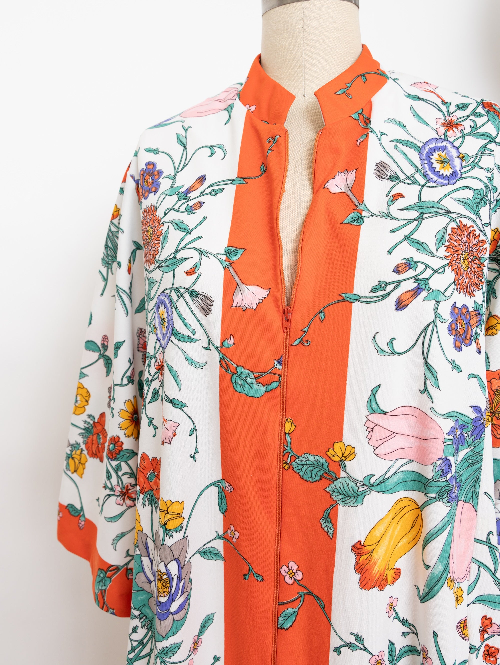 80s evelyn pearson orange floral dress