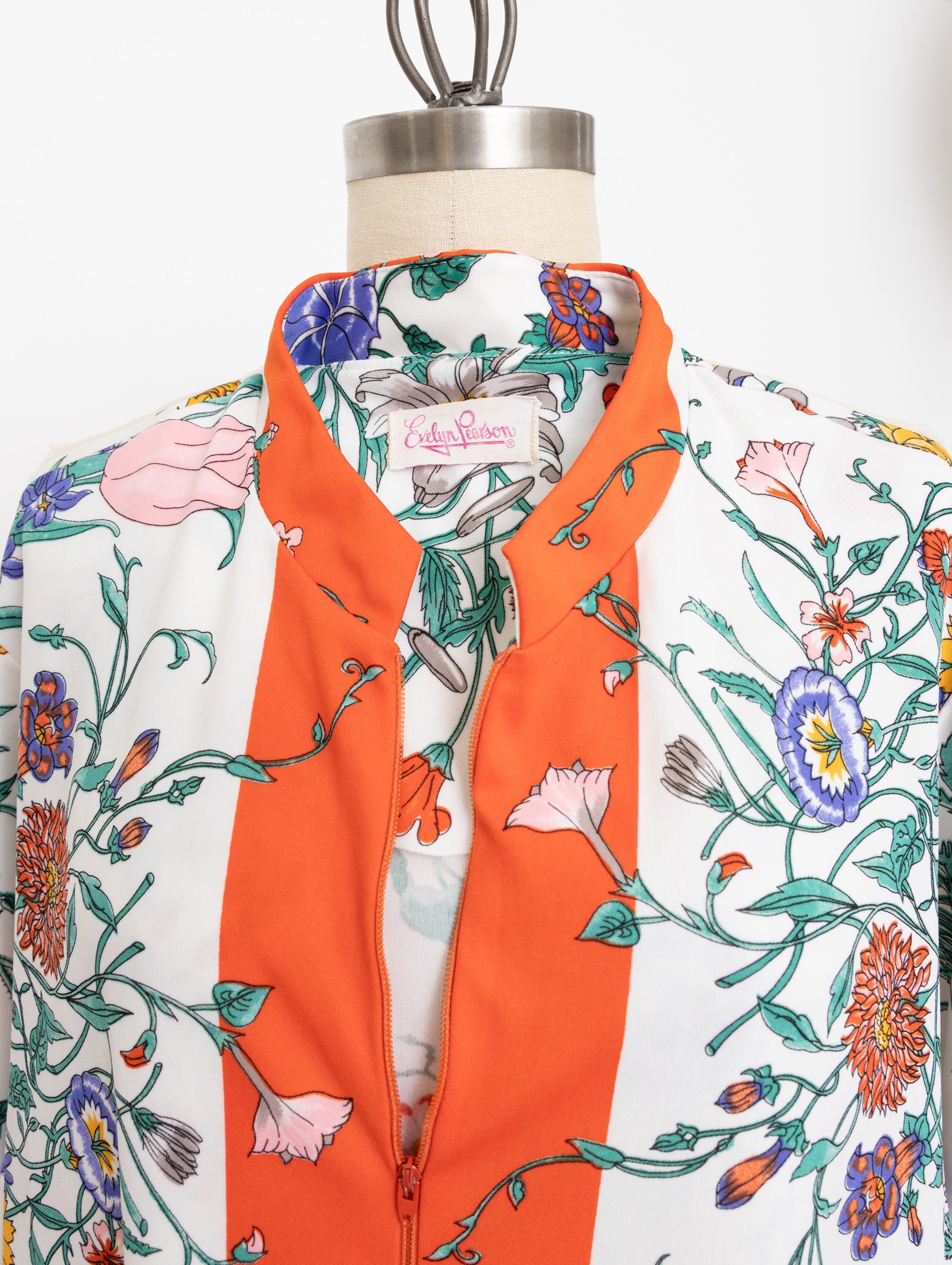 80s evelyn pearson orange floral dress