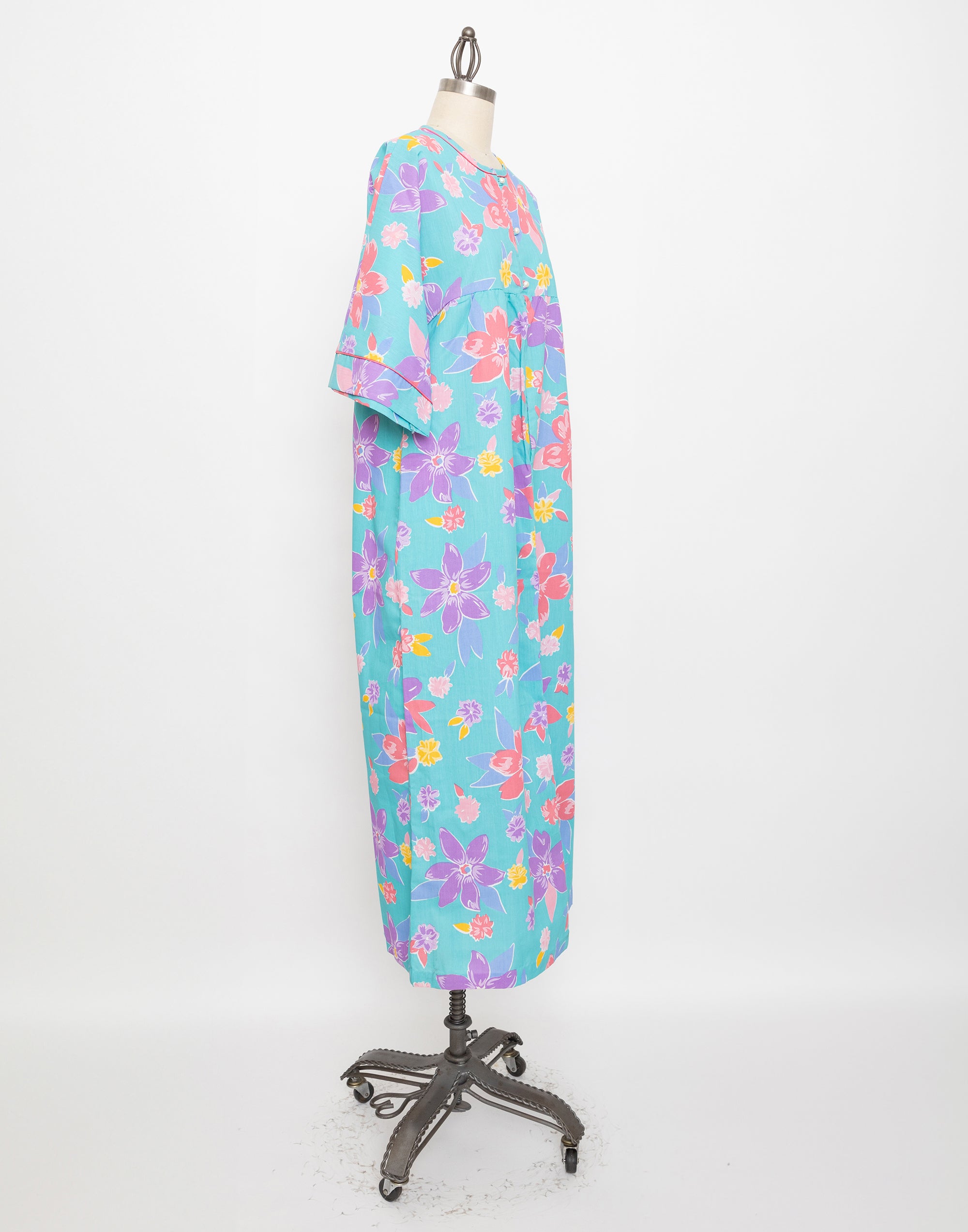 80s/90s blue tropical print house dress