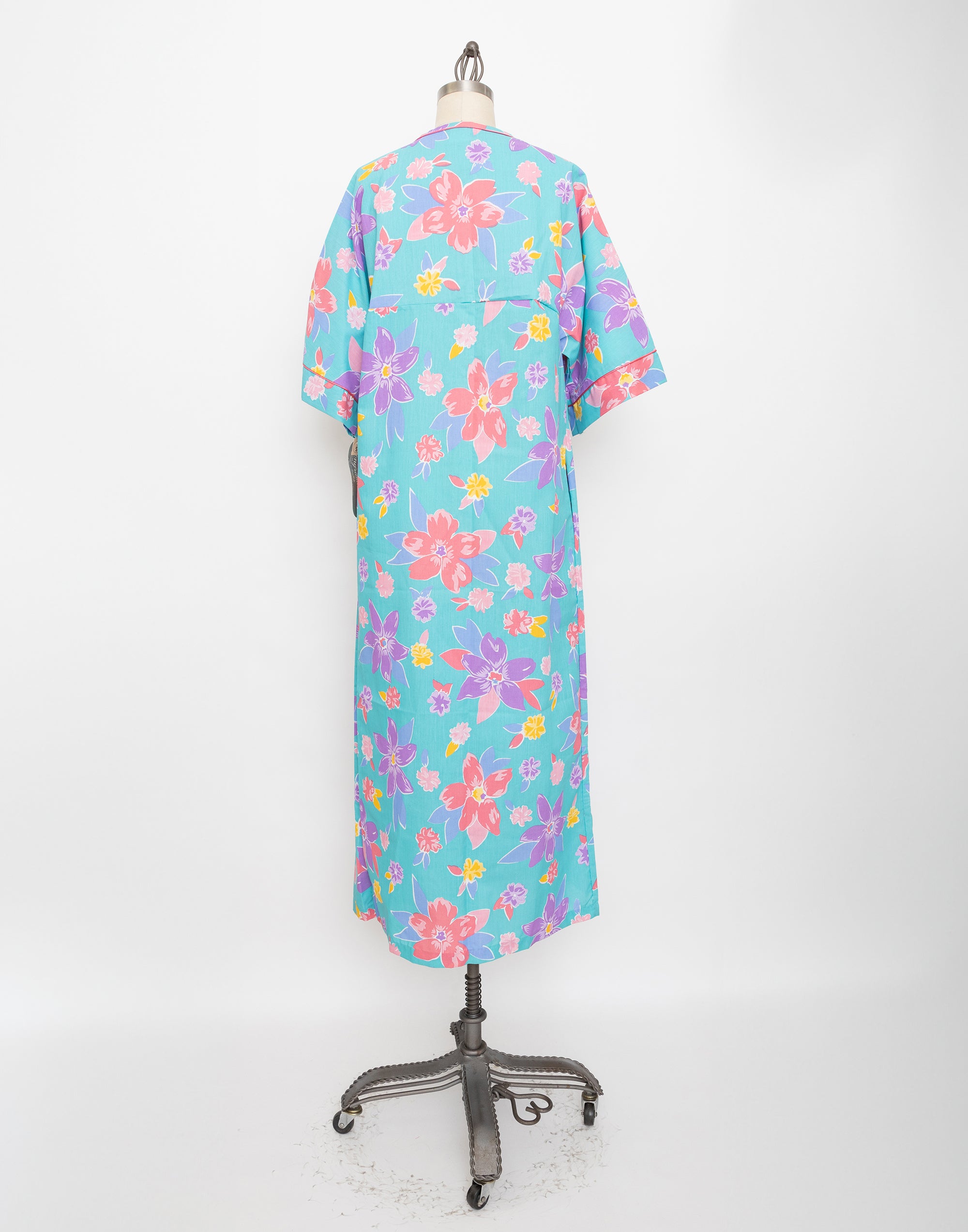 80s/90s blue tropical print house dress