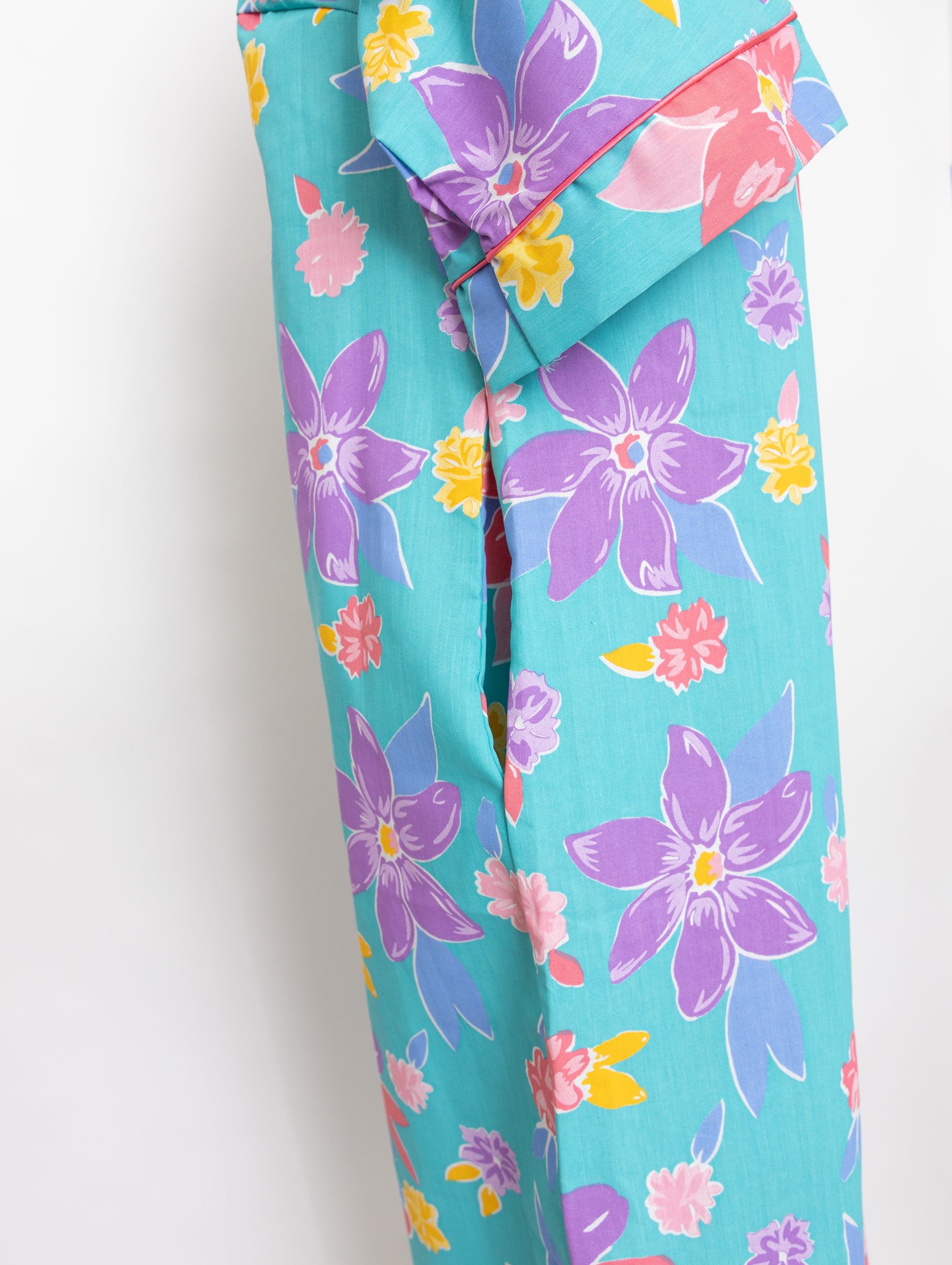80s/90s blue tropical print house dress