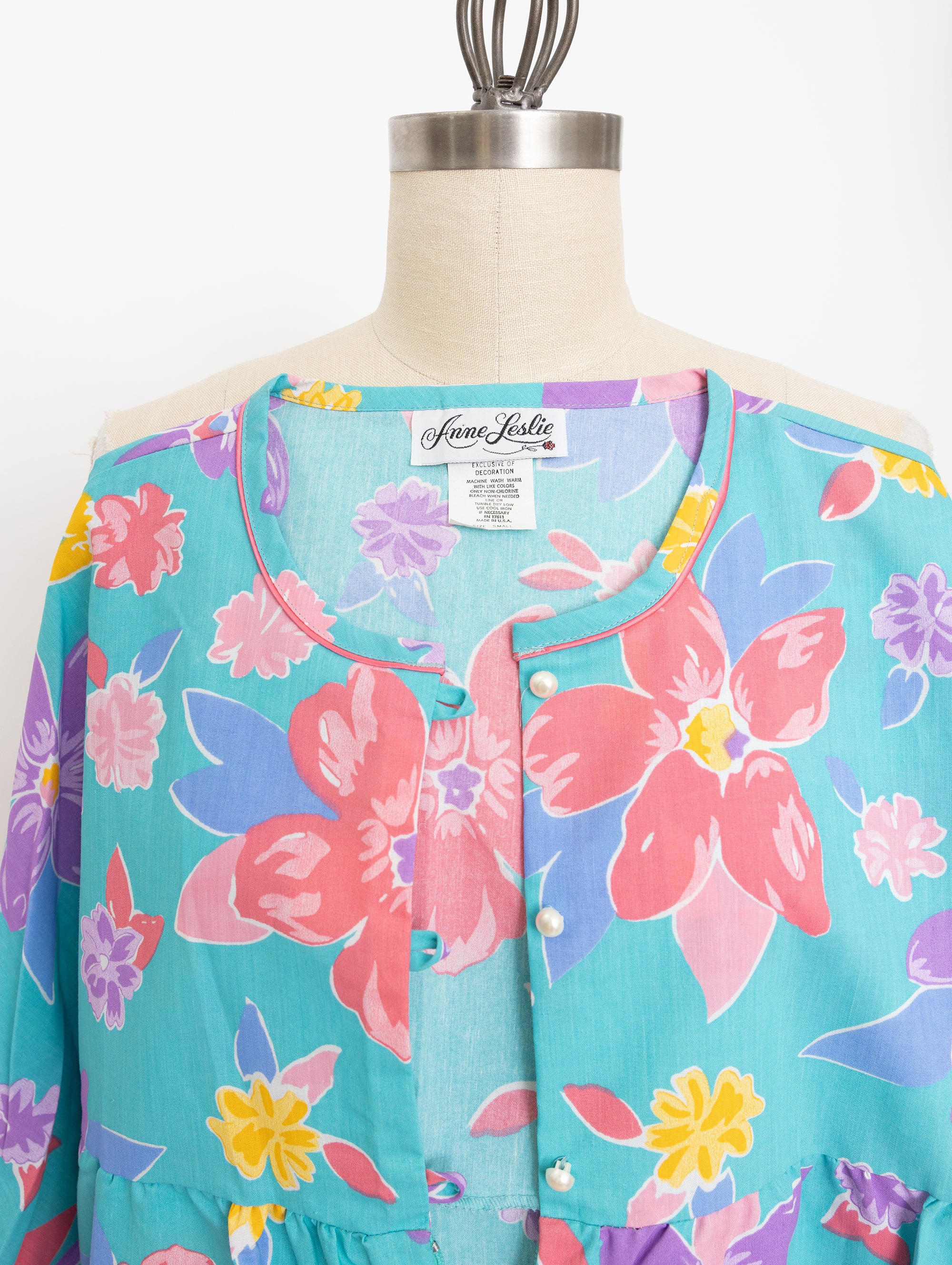 80s/90s blue tropical print house dress