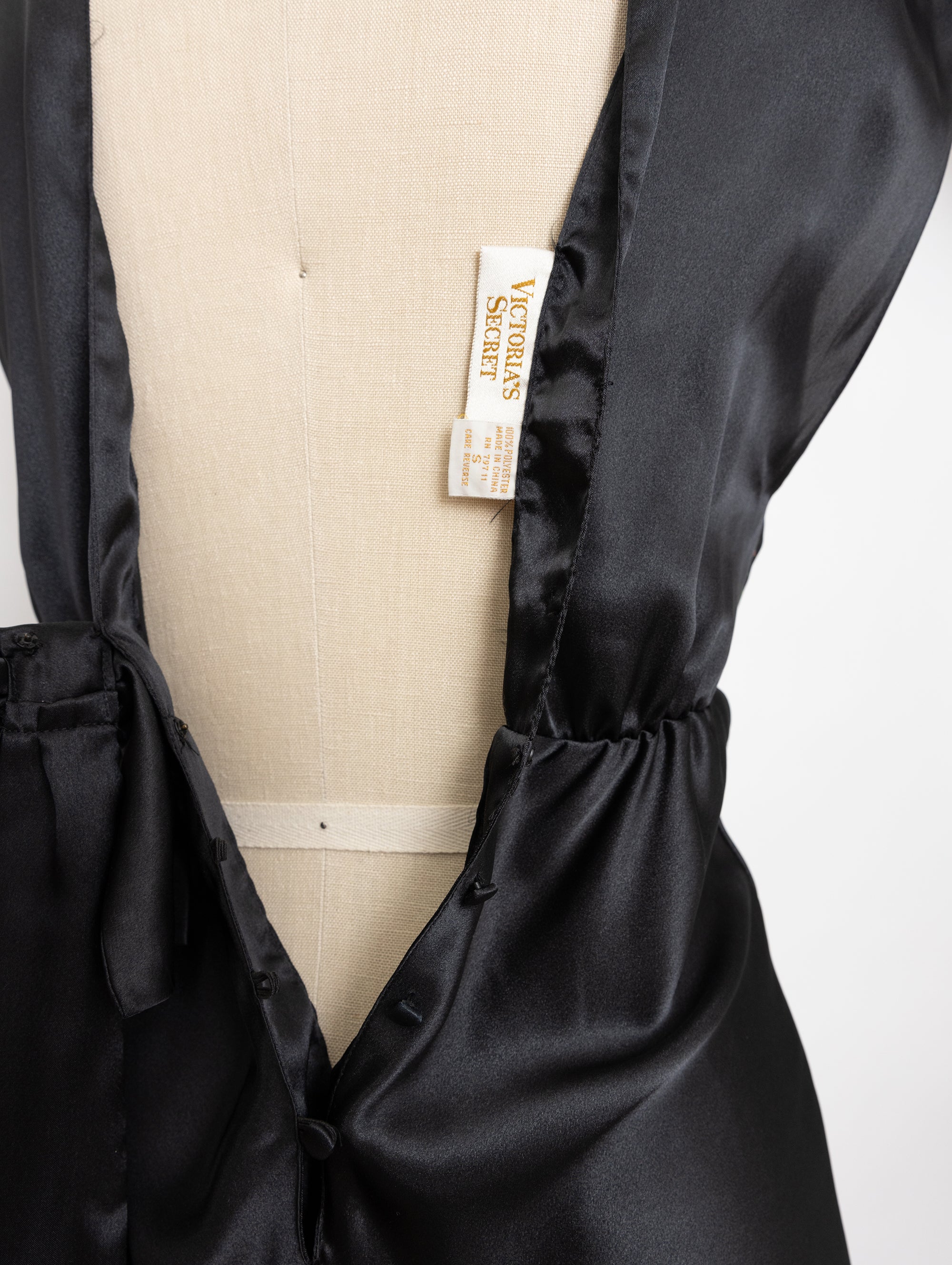 90s victorias secret black floral chiffon satin dress