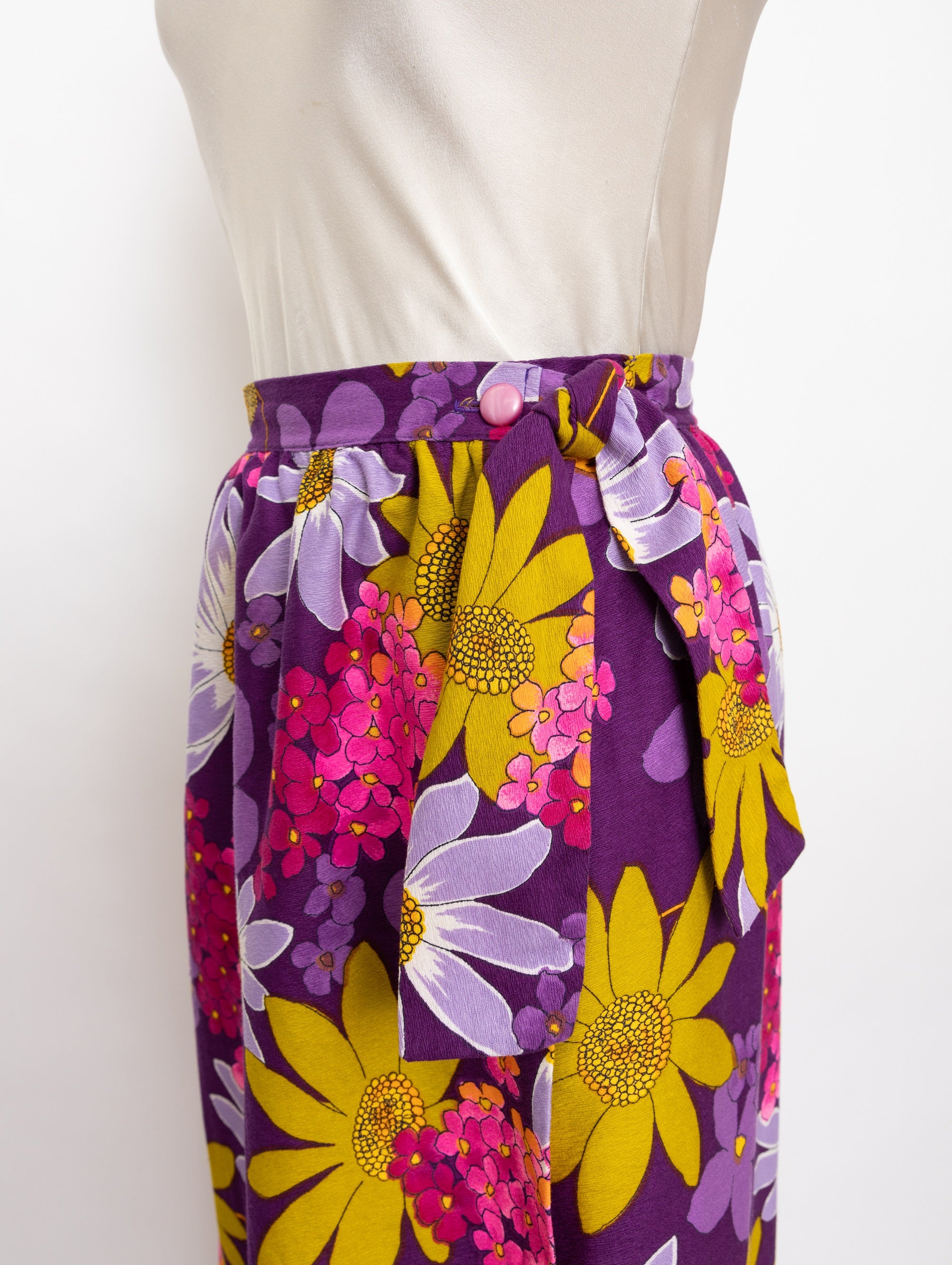 60s beverly vogue california purple floral maxi skirt