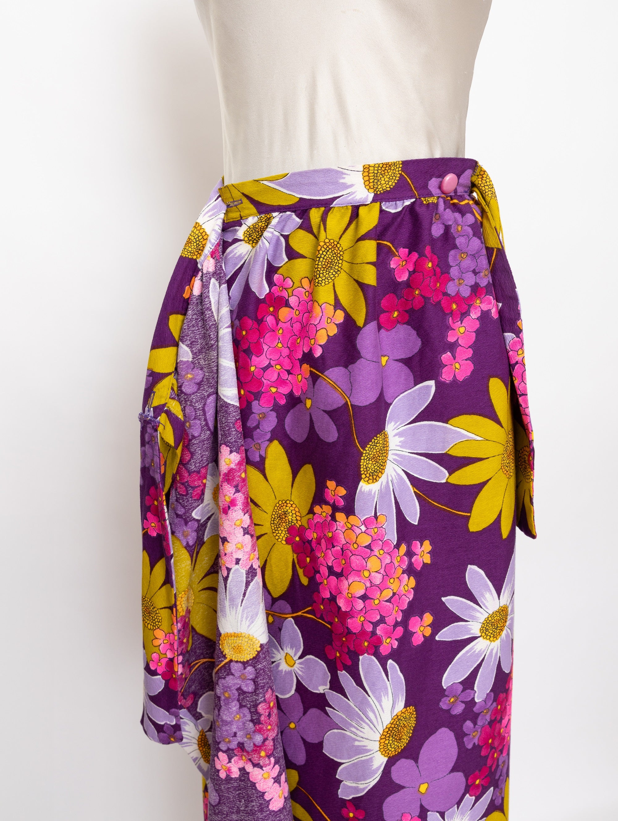 60s beverly vogue california purple floral maxi skirt
