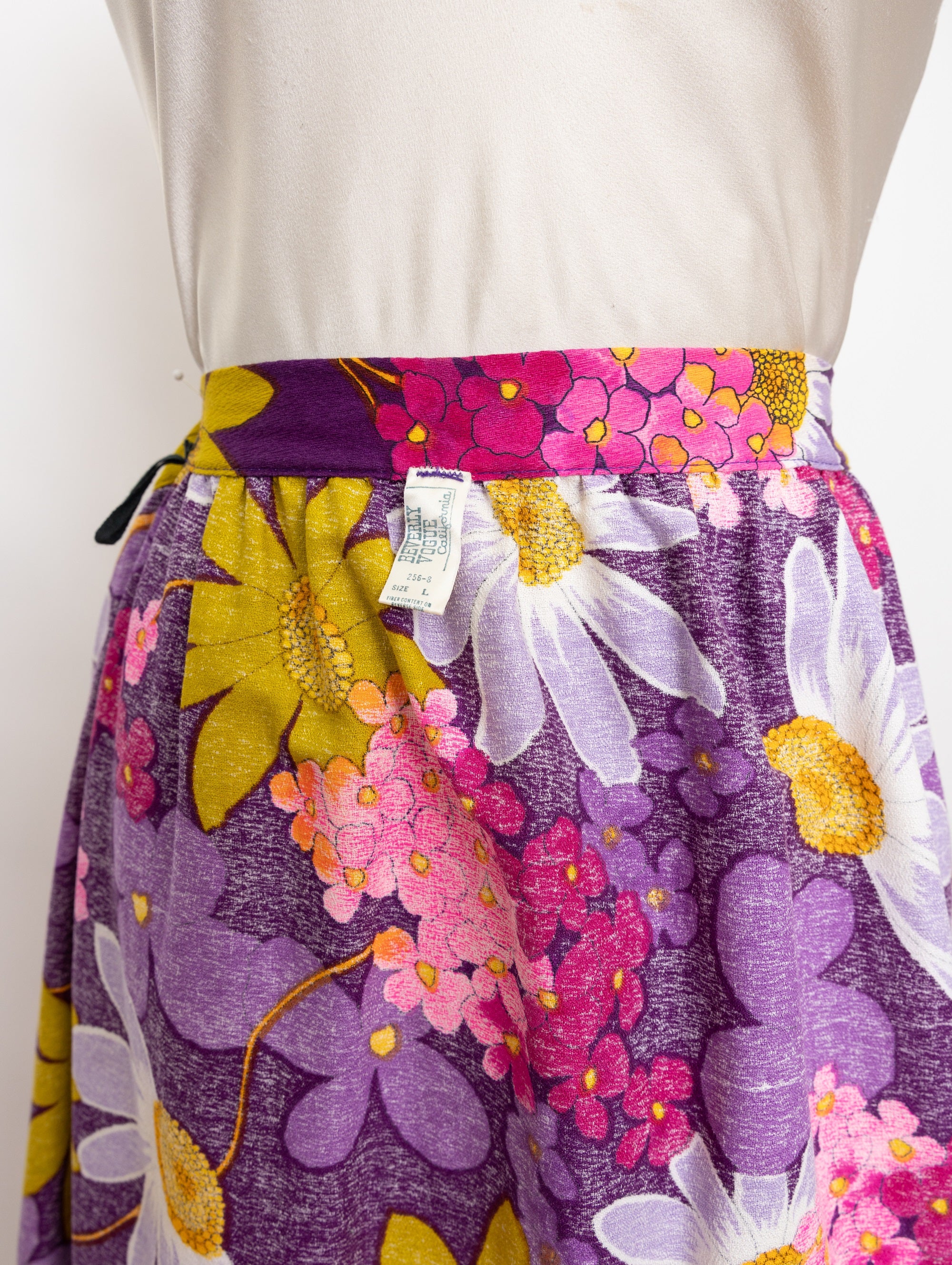 60s beverly vogue california purple floral maxi skirt