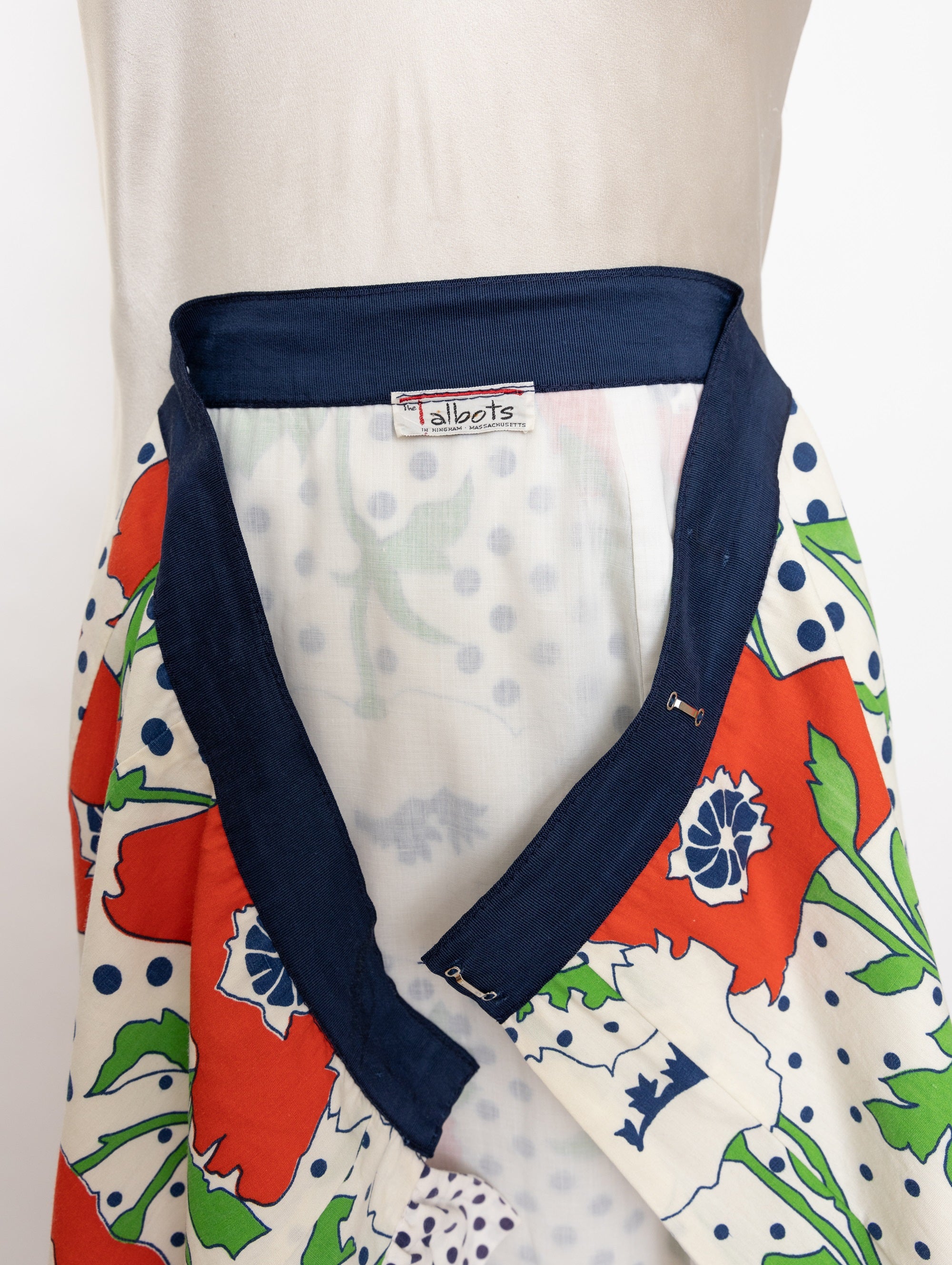 60s/70s talbots red poppy polka dot maxi wrap skirt