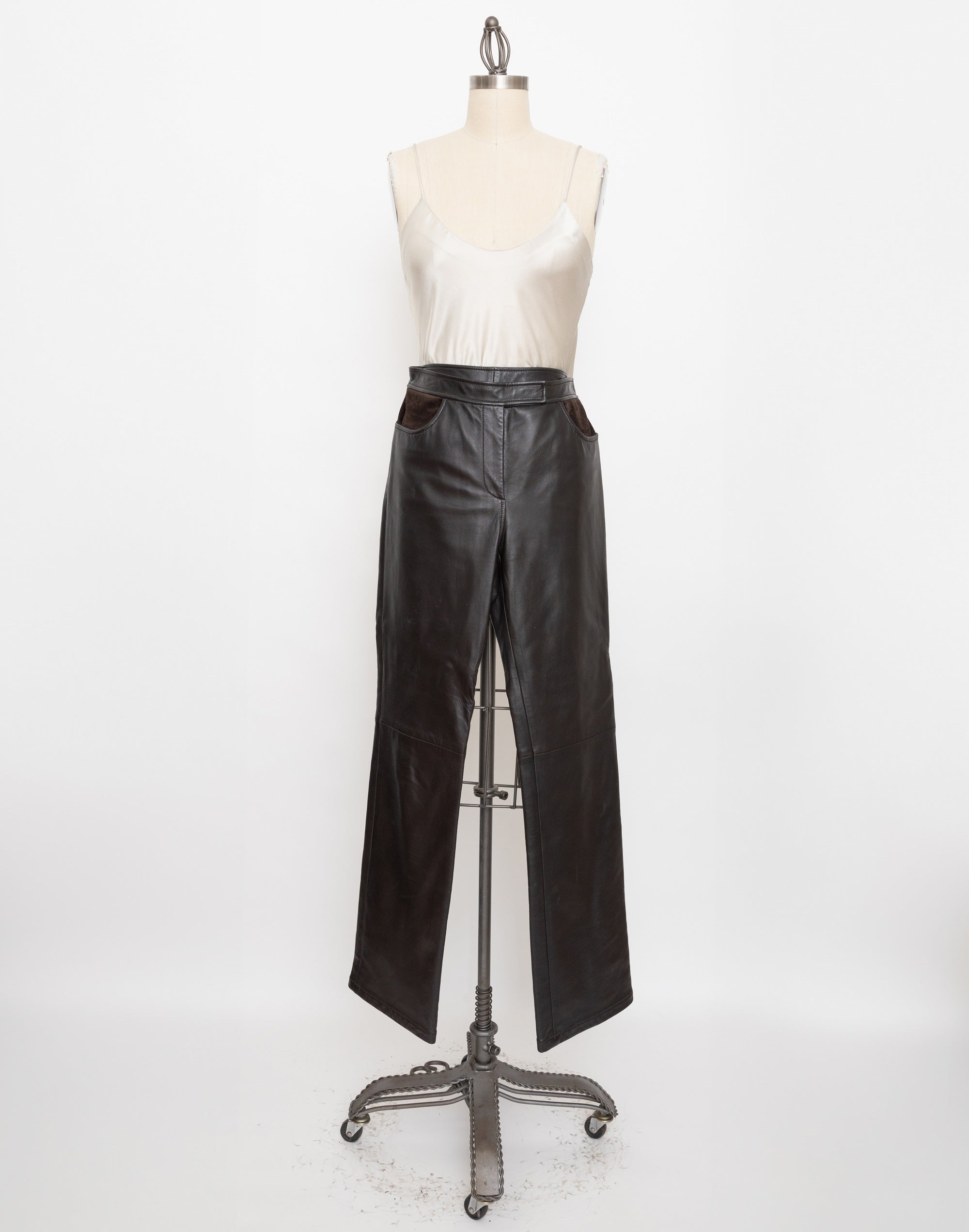 90s dkny brown leather pants