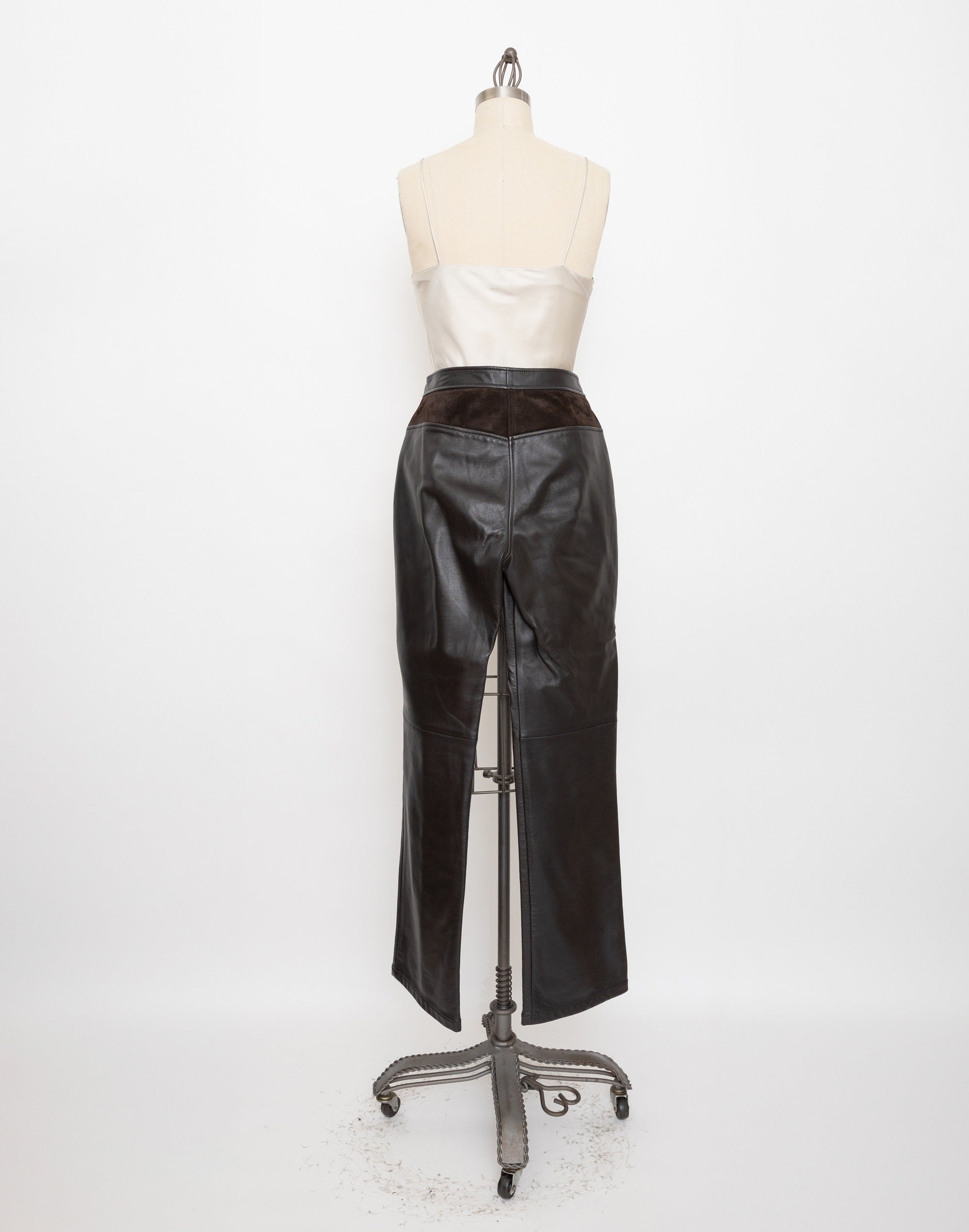 90s dkny brown leather pants