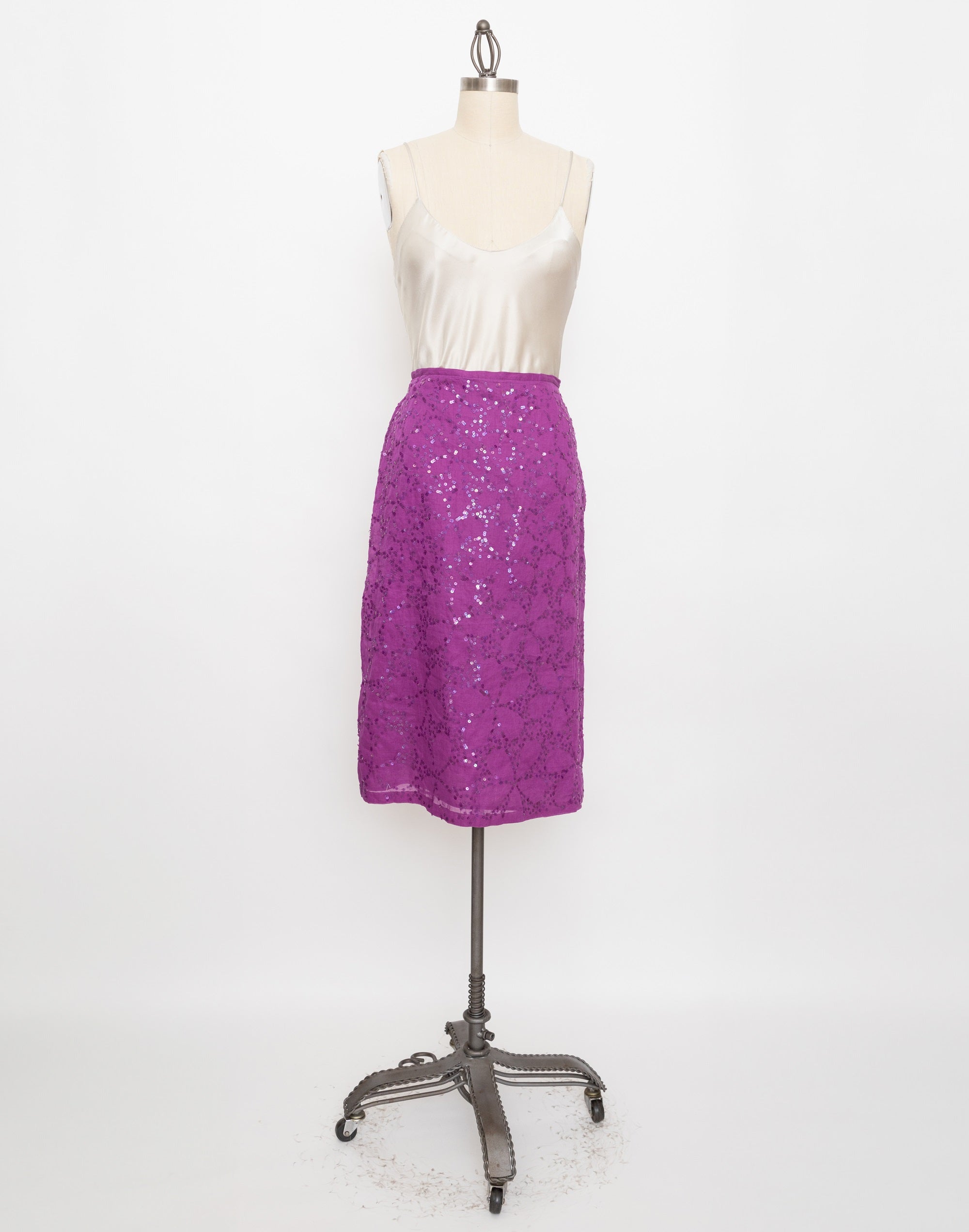 Y2K french connection purple sequin skirt