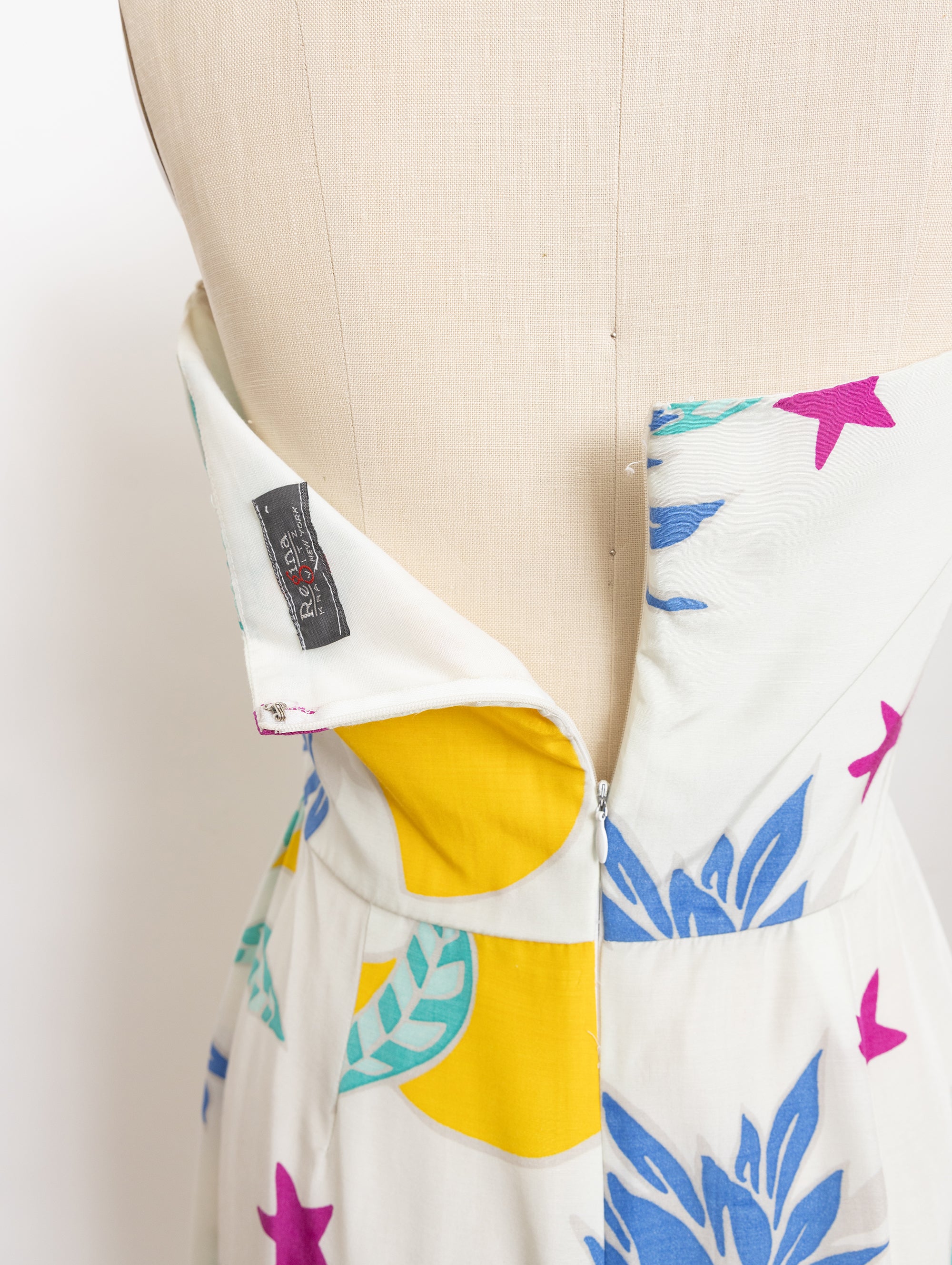 90s sweetheart tie front white floral dress