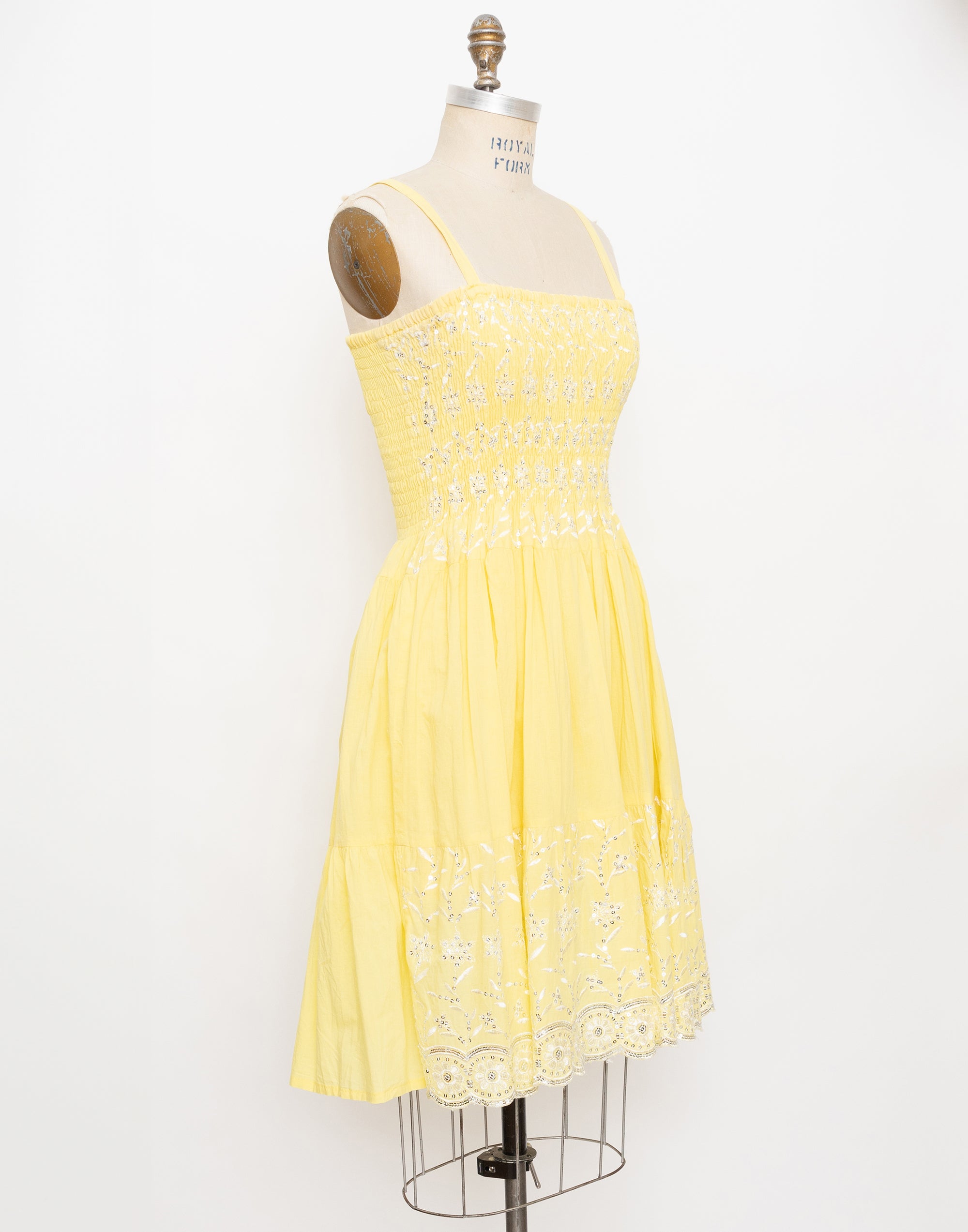 90s yellow and silver sequin dress