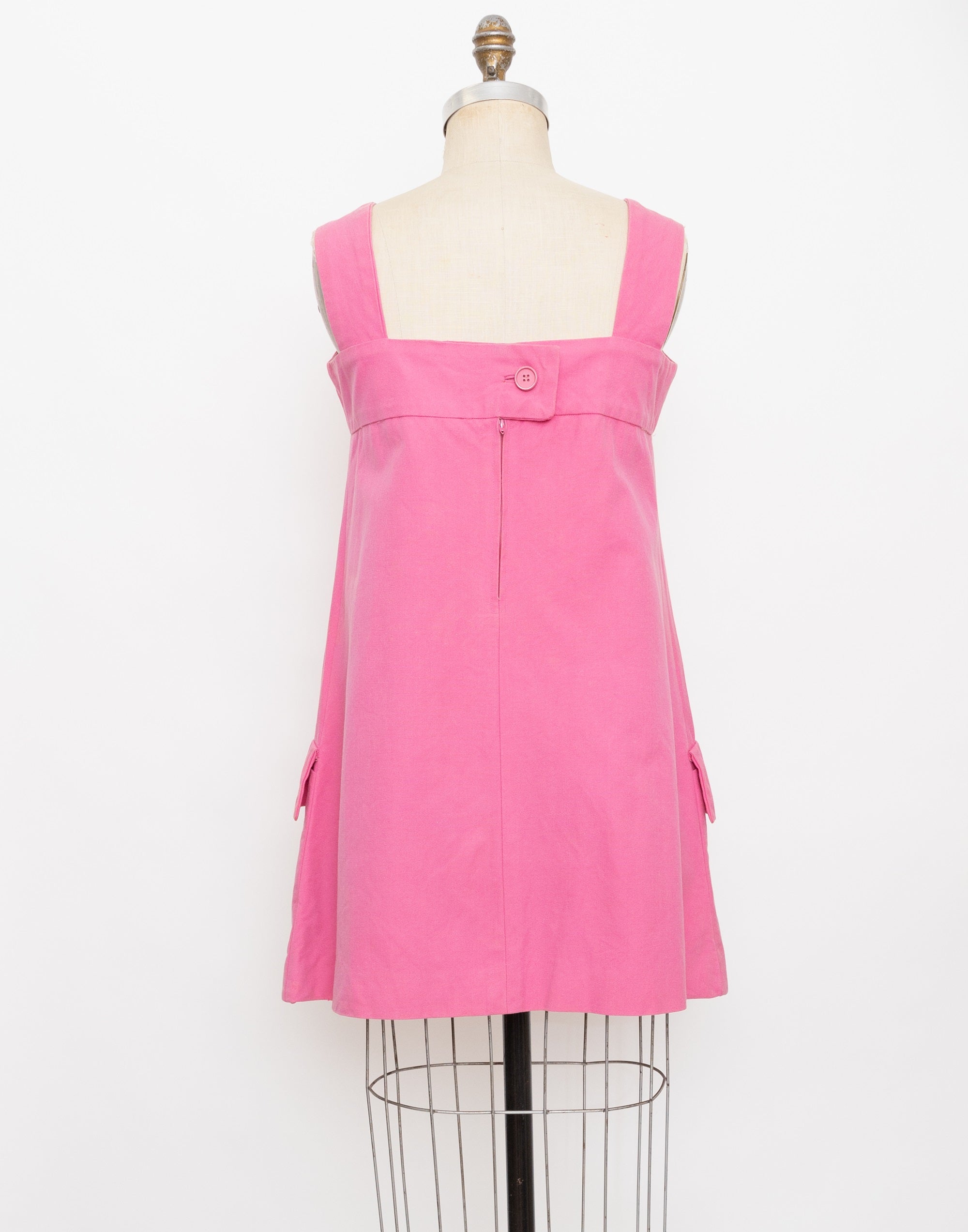 60s pink canvas dress with pockets