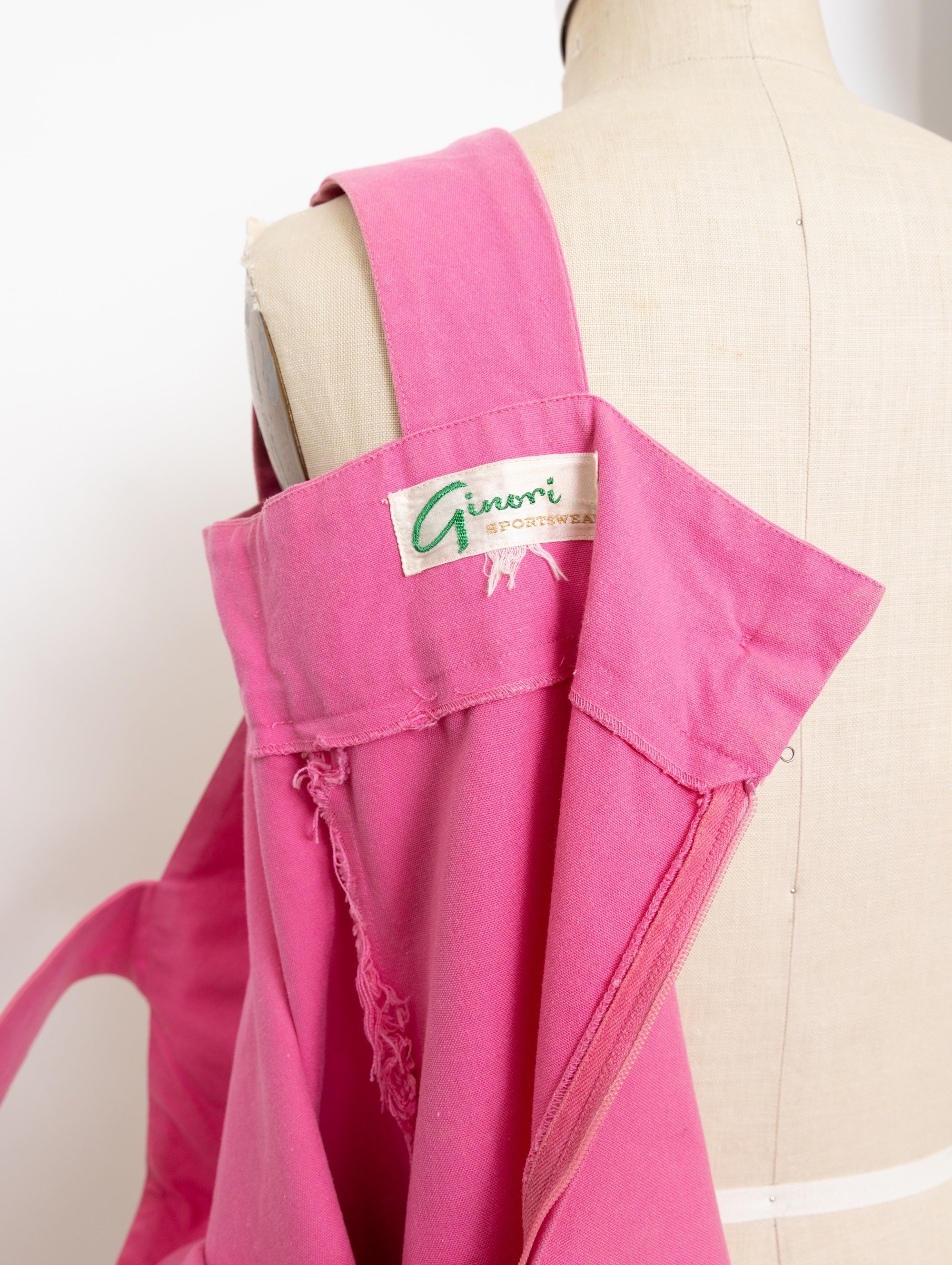 60s pink canvas dress with pockets