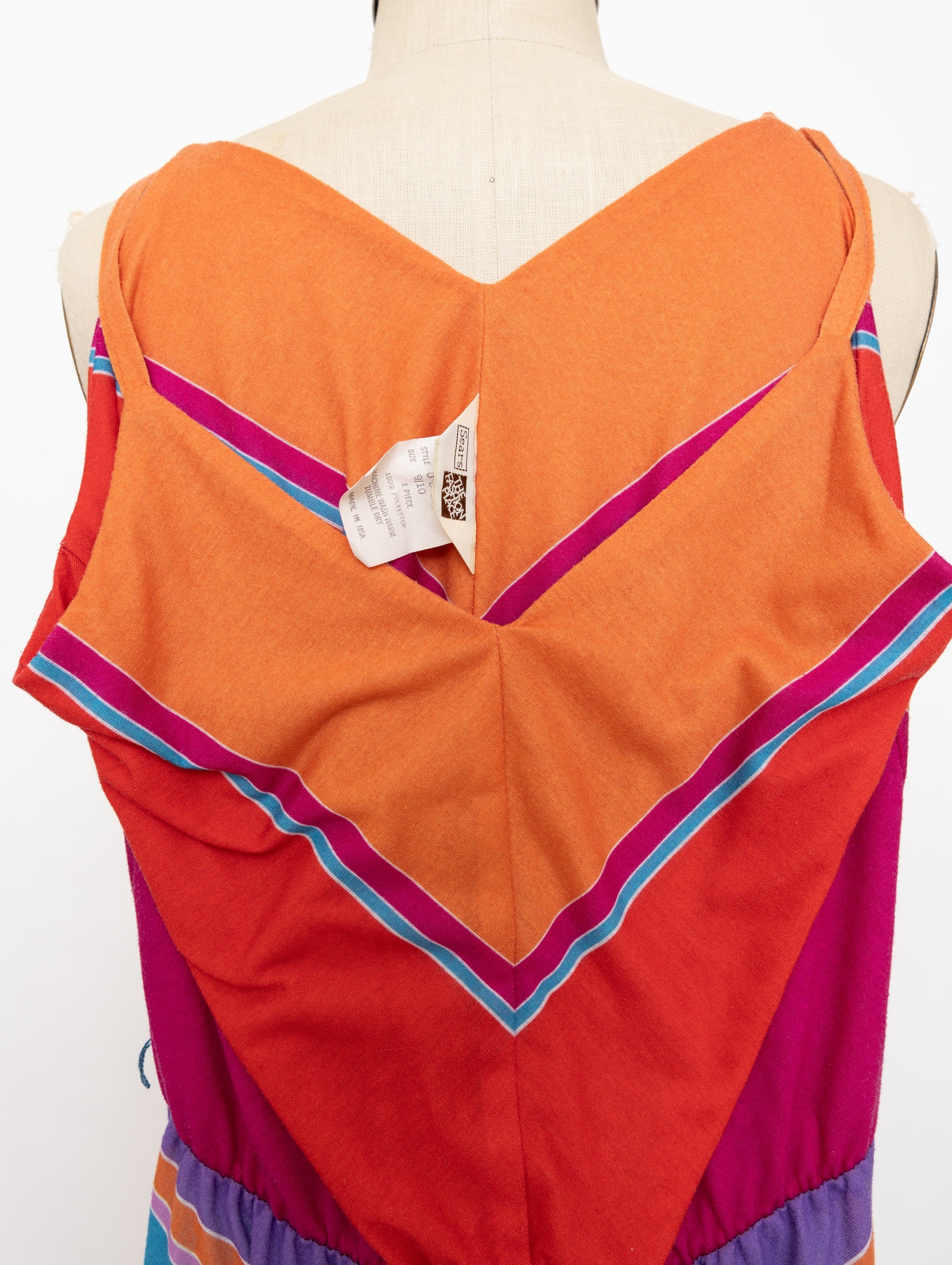 80s orange and red chevron stripe dress