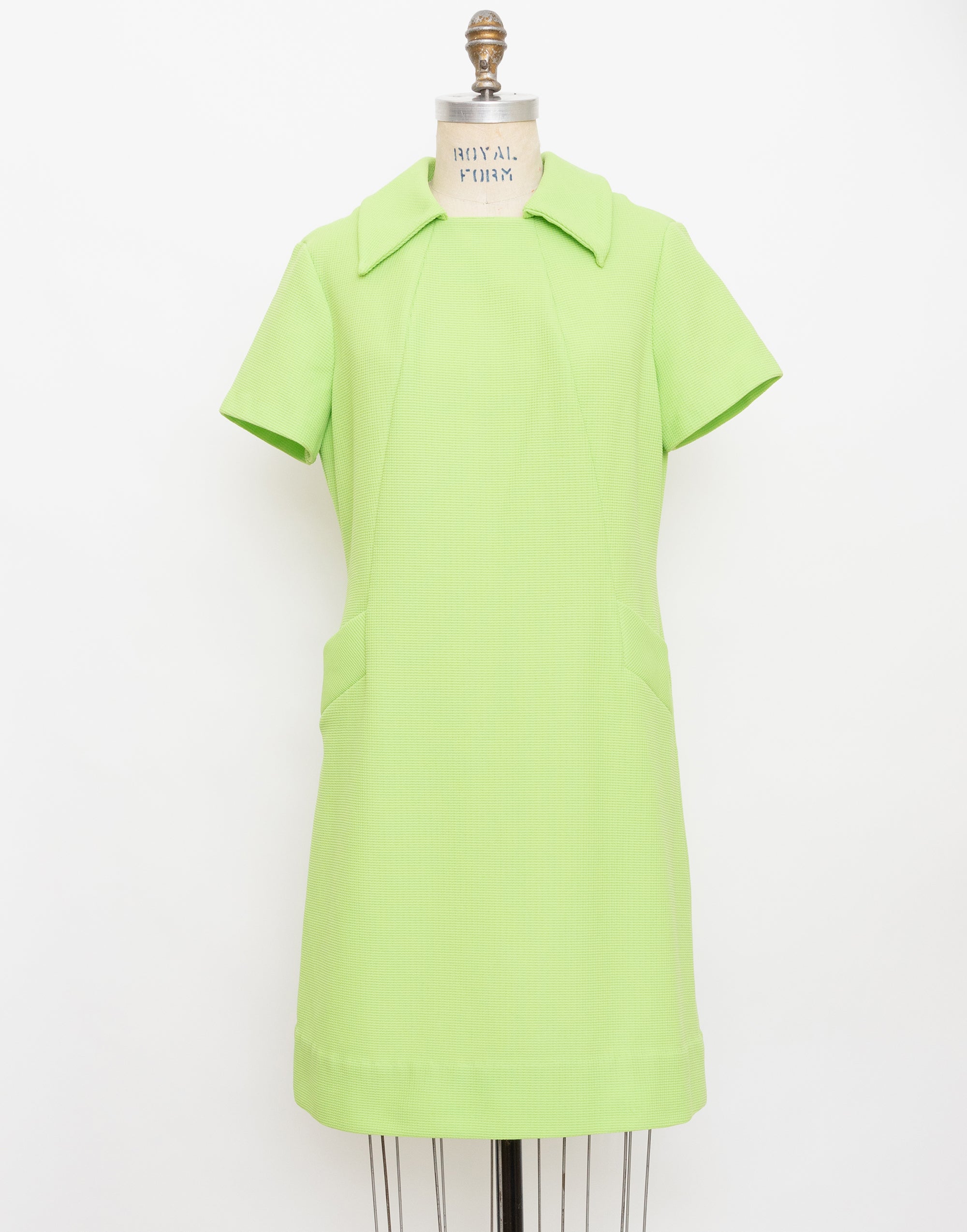 60s/70s lime green collared dress