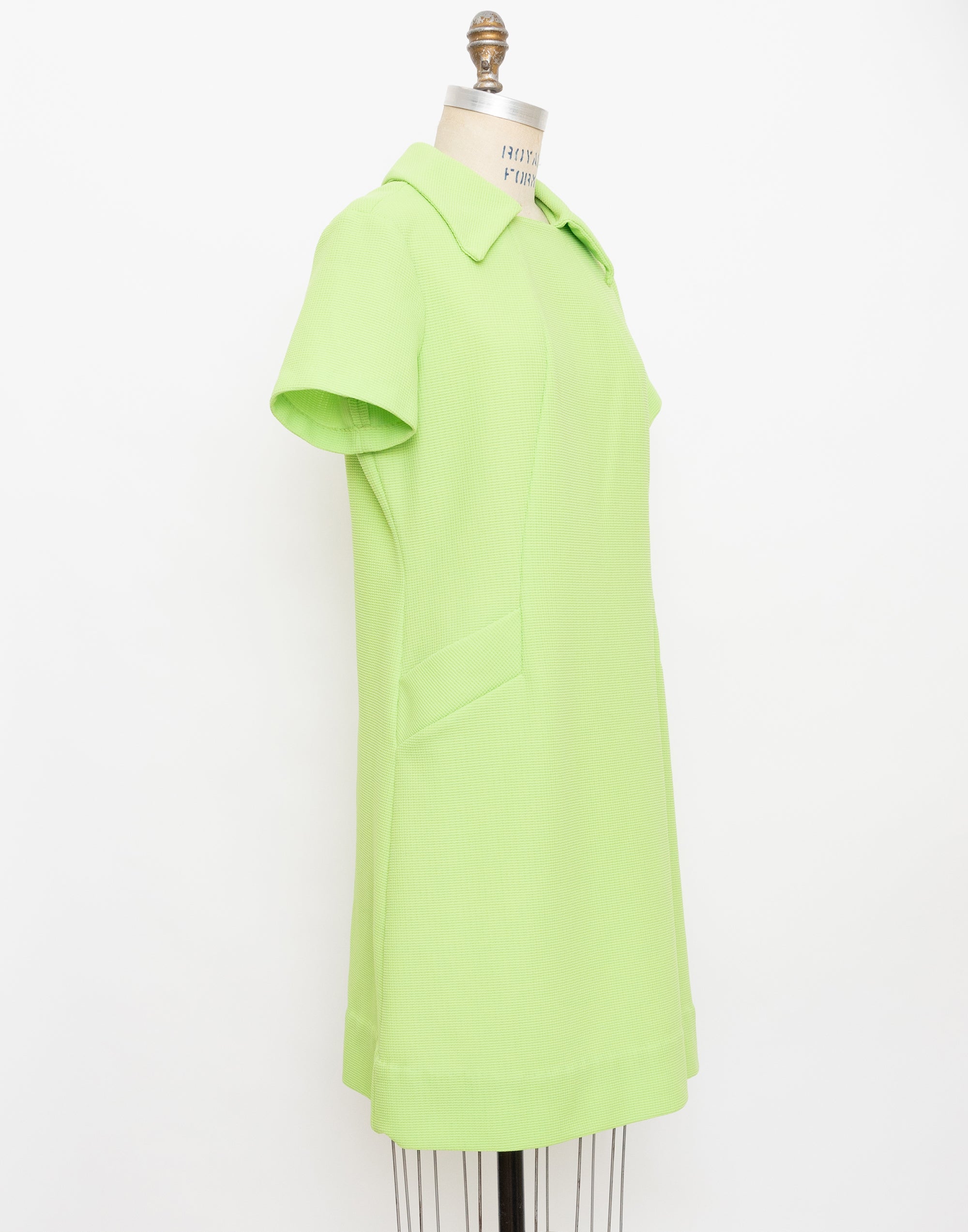 60s/70s lime green collared dress
