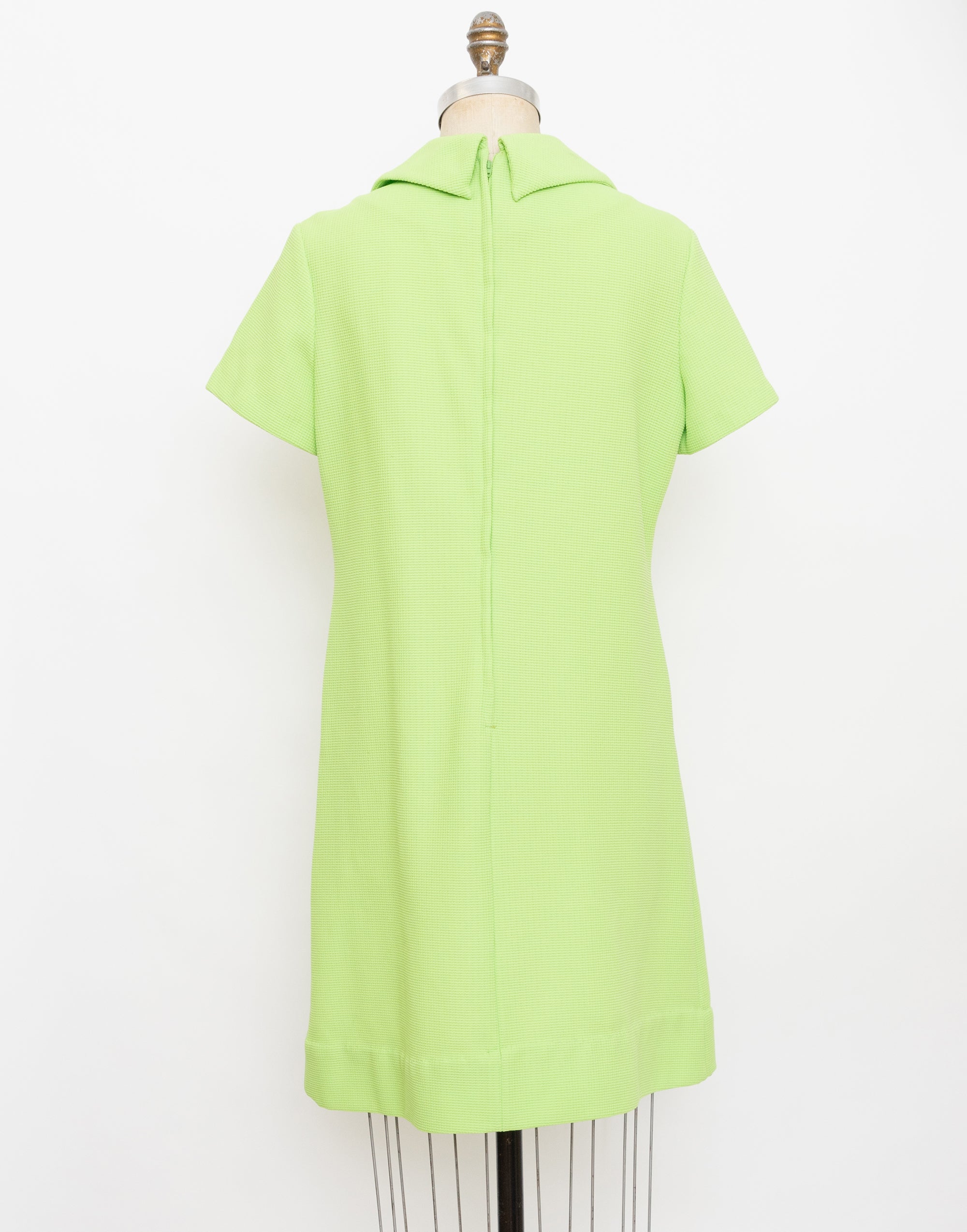 60s/70s lime green collared dress