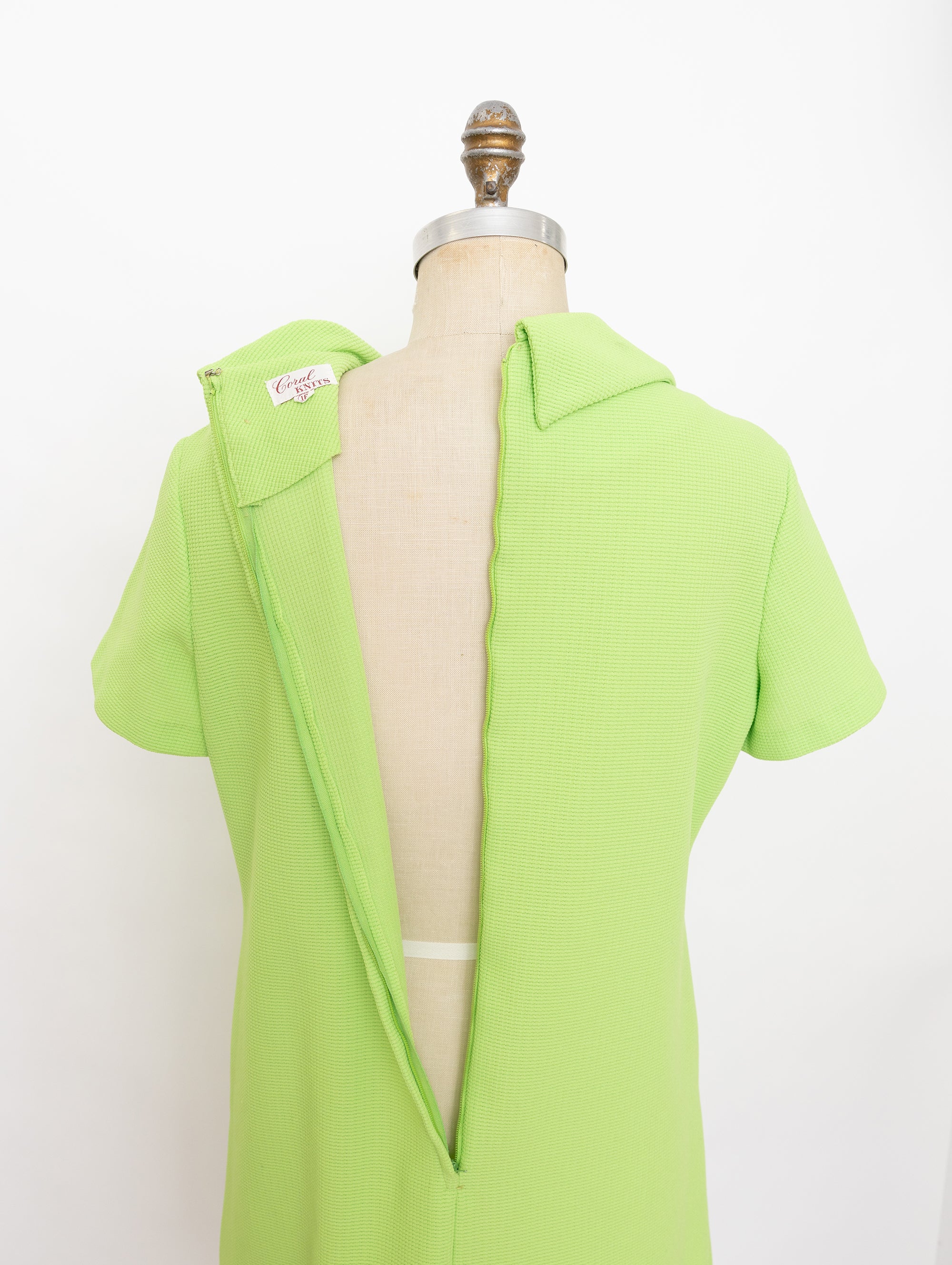 60s/70s lime green collared dress