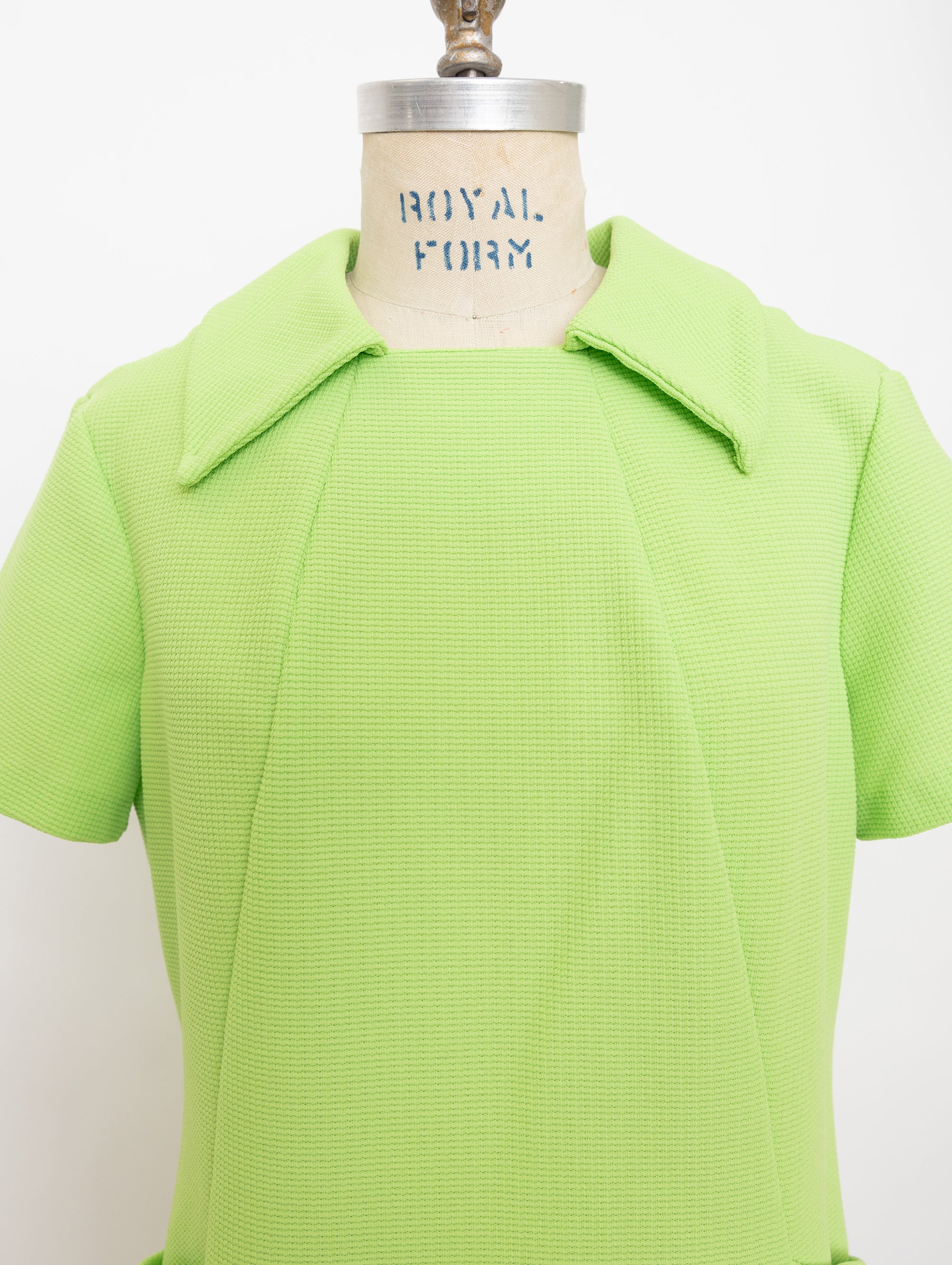 60s/70s lime green collared dress