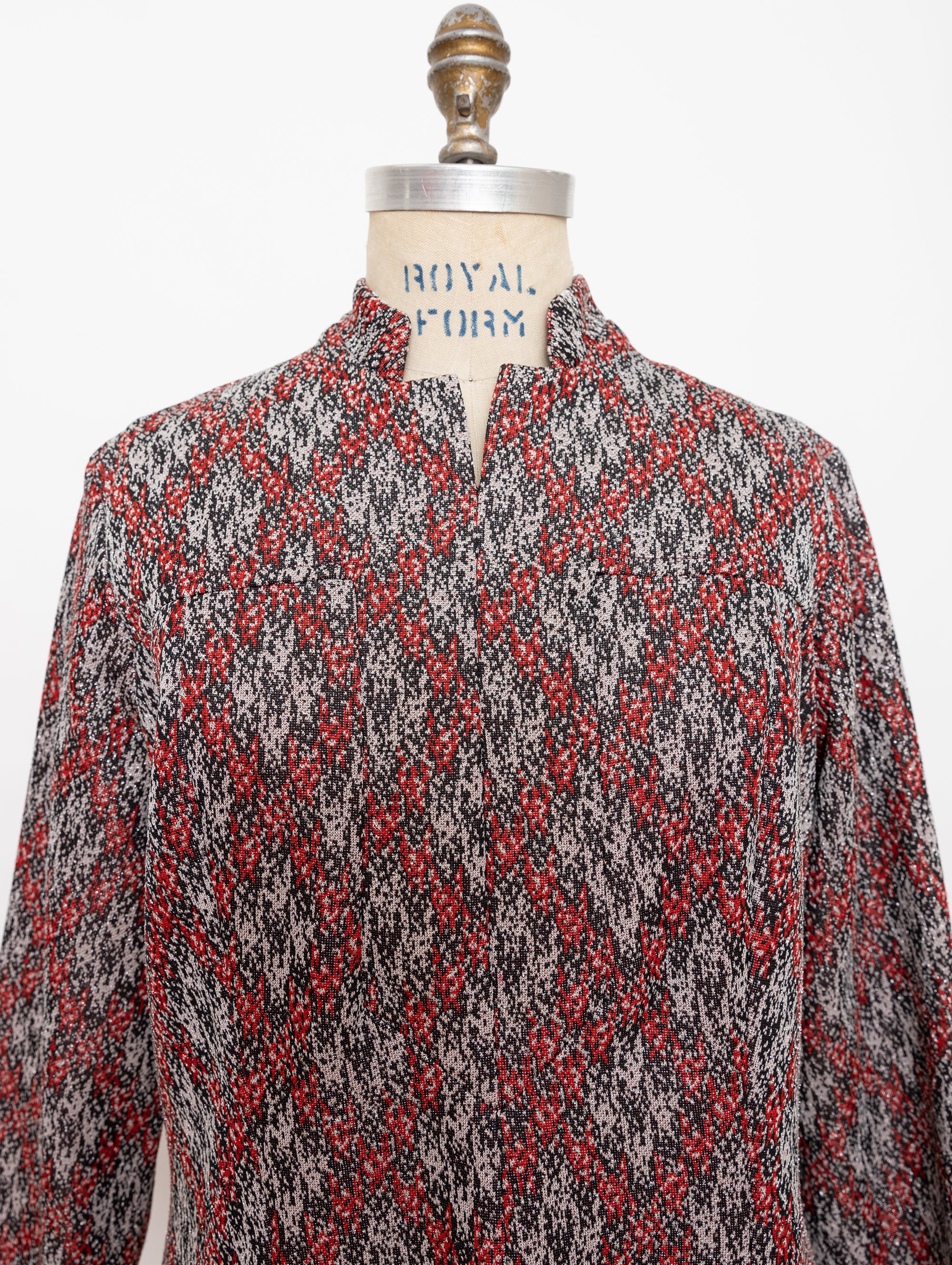 70s metallic knit long sleeve dress