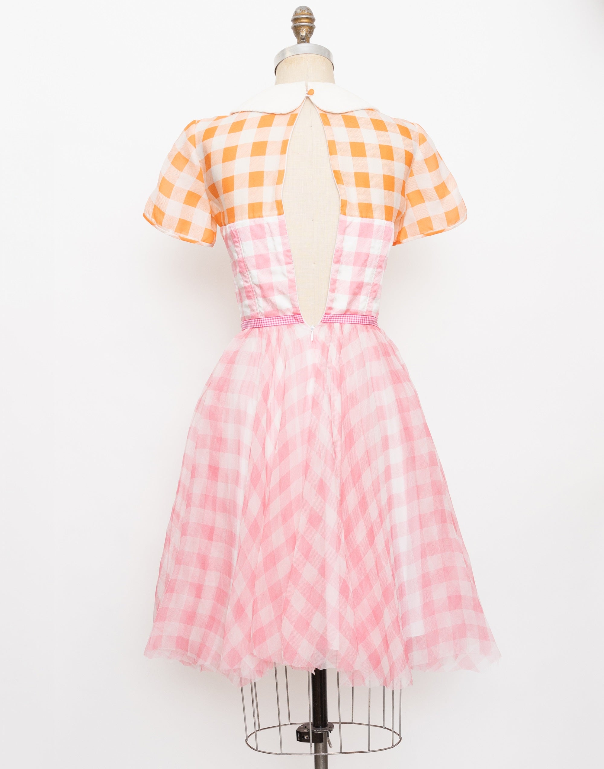 Y2K pink and orange gingham dress