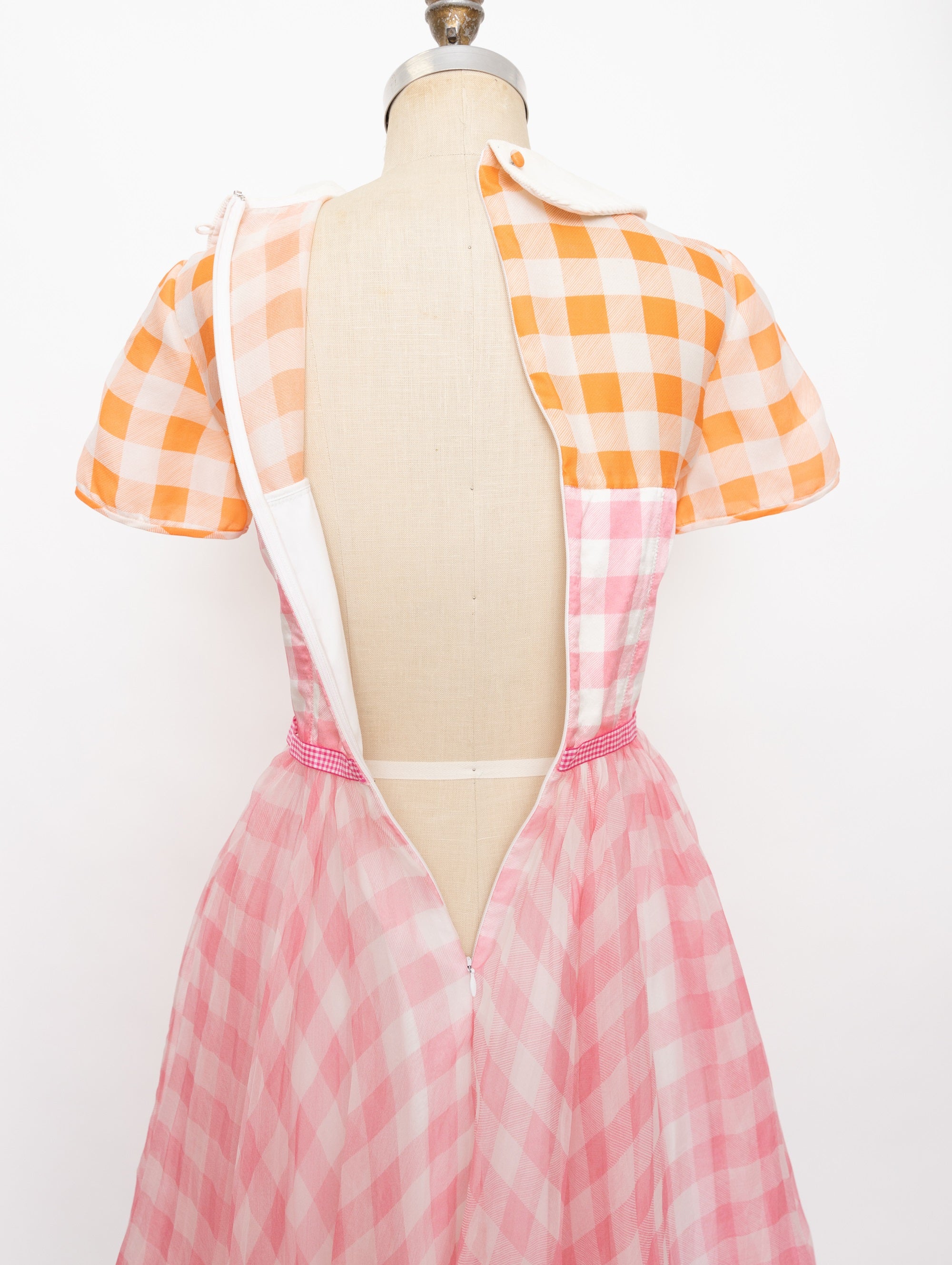 Y2K pink and orange gingham dress