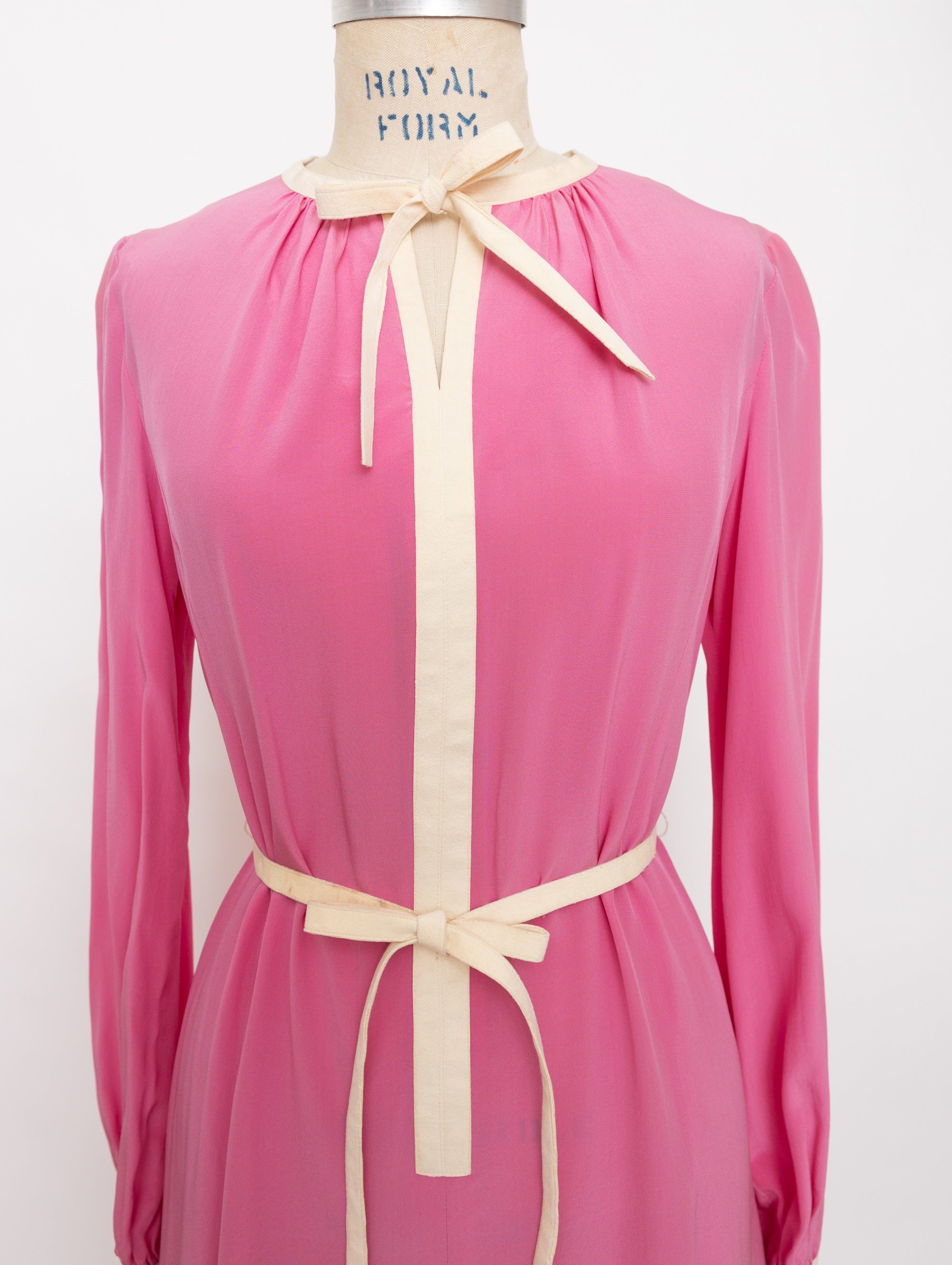 60s robert leonard pink long sleeve dress