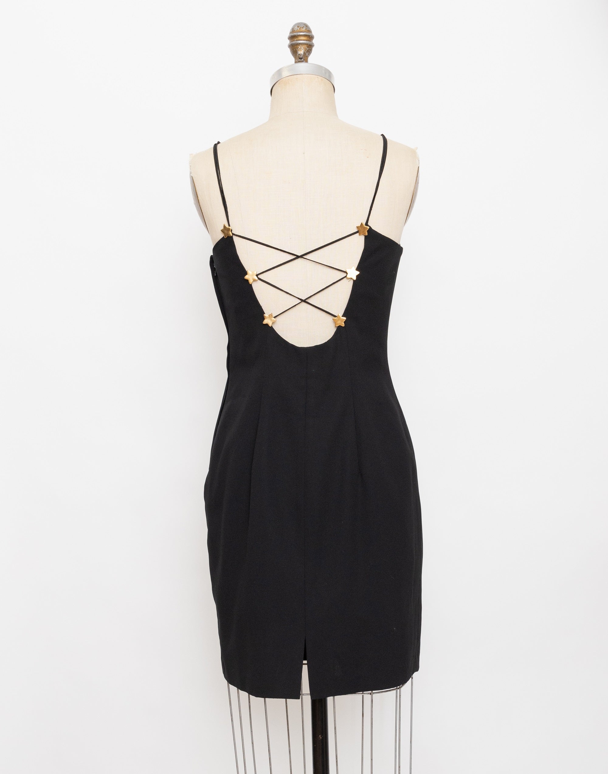 90s kathryn conover black and gold star dress