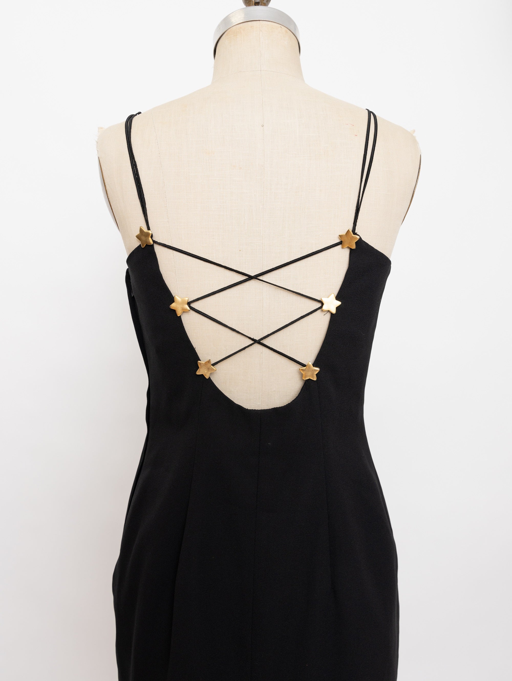 90s kathryn conover black and gold star dress