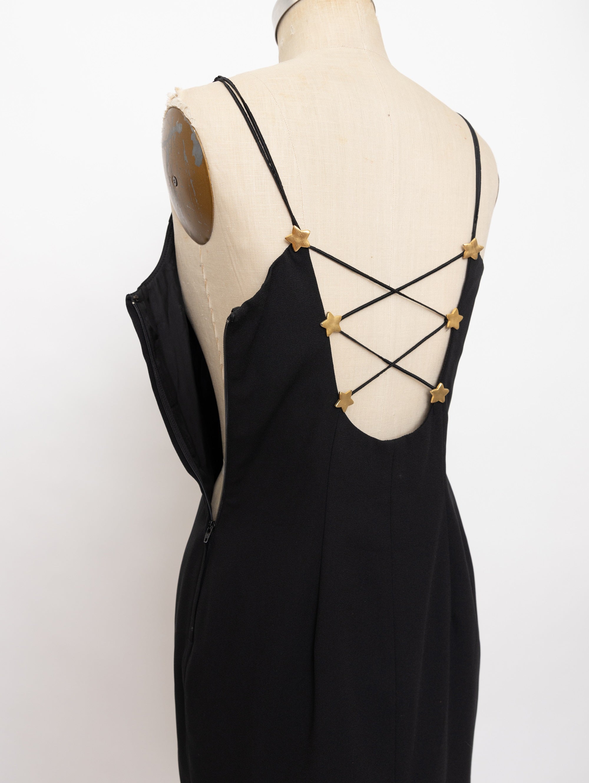 90s kathryn conover black and gold star dress