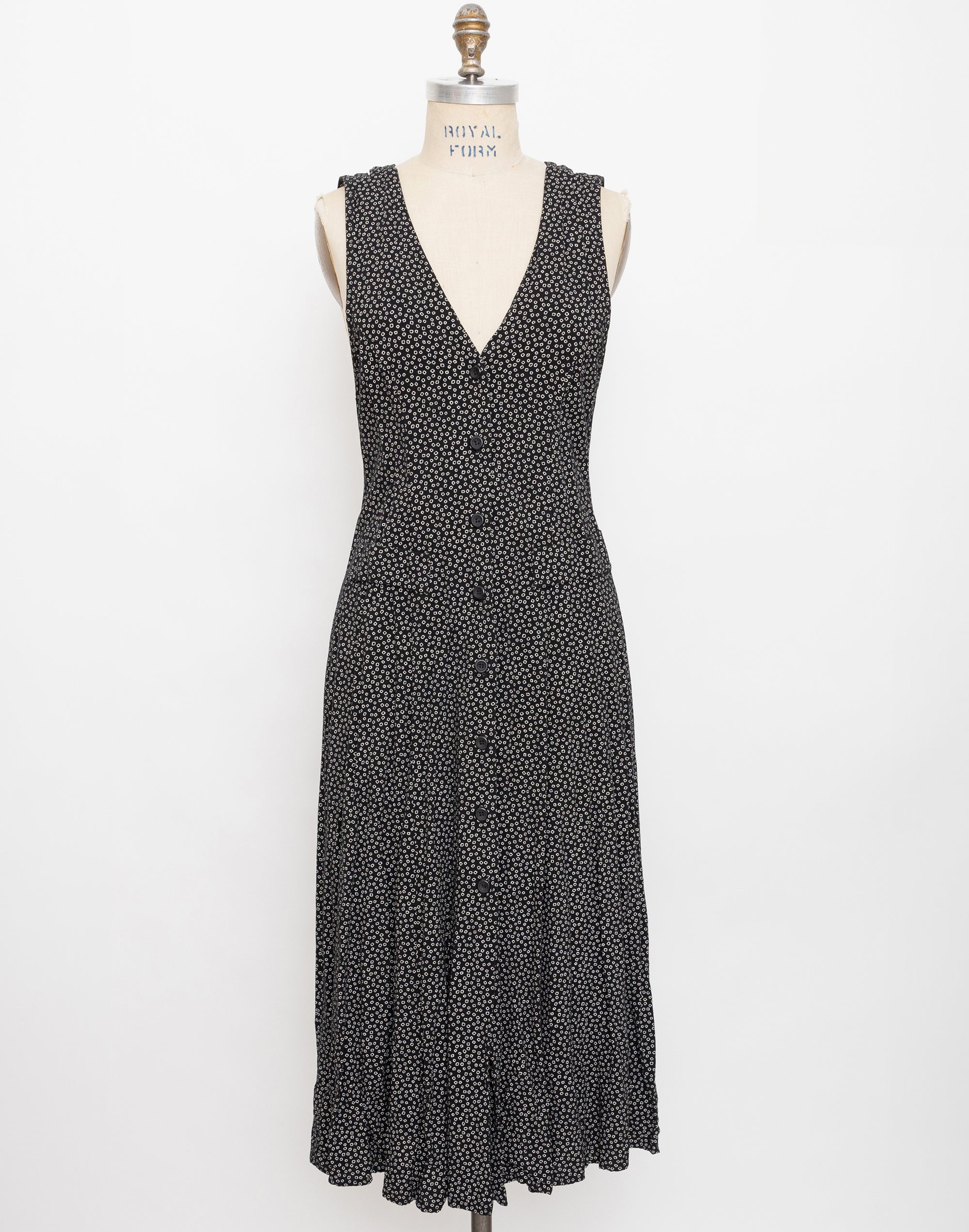 90s black and white dot criss cross back dress