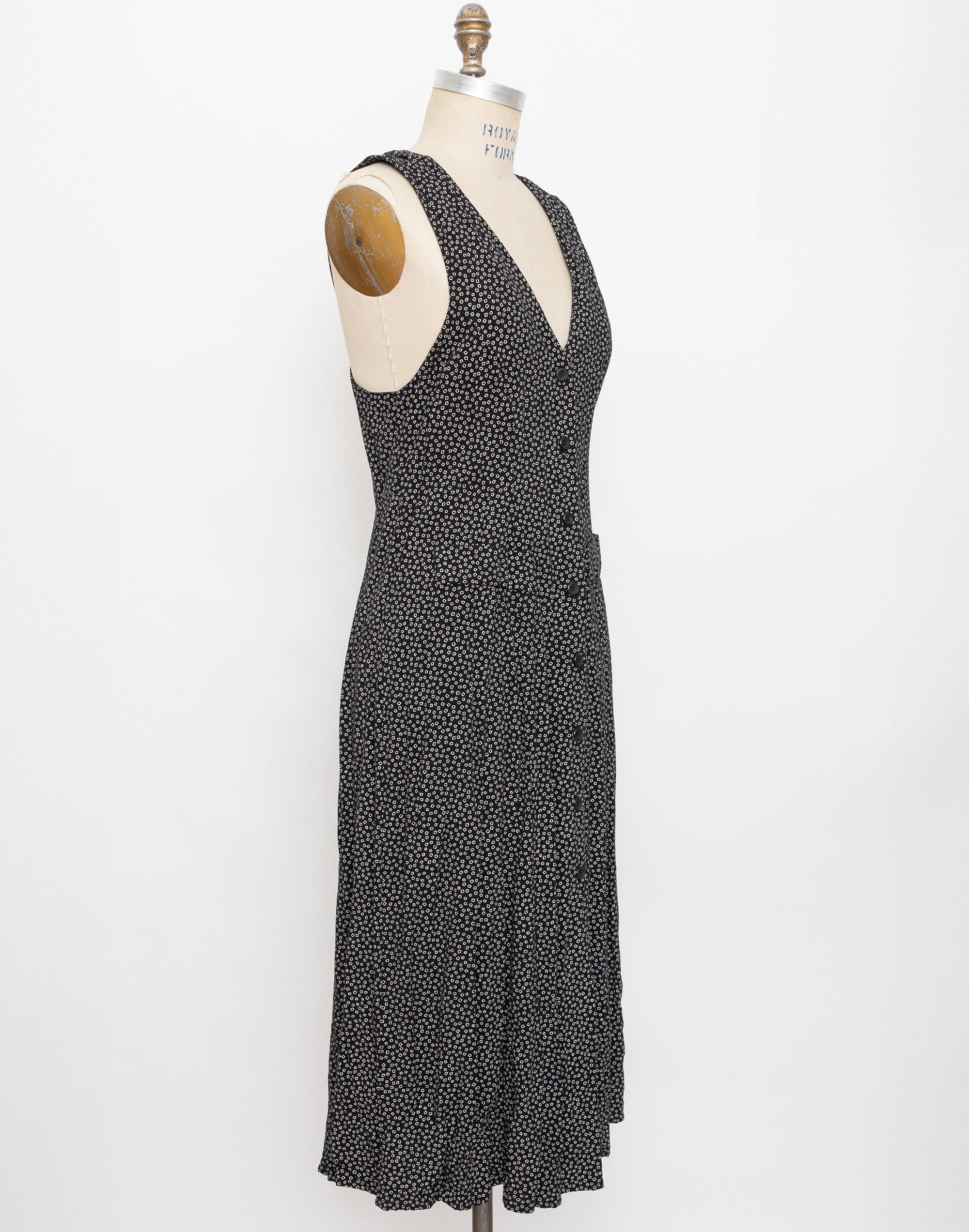 90s black and white dot criss cross back dress