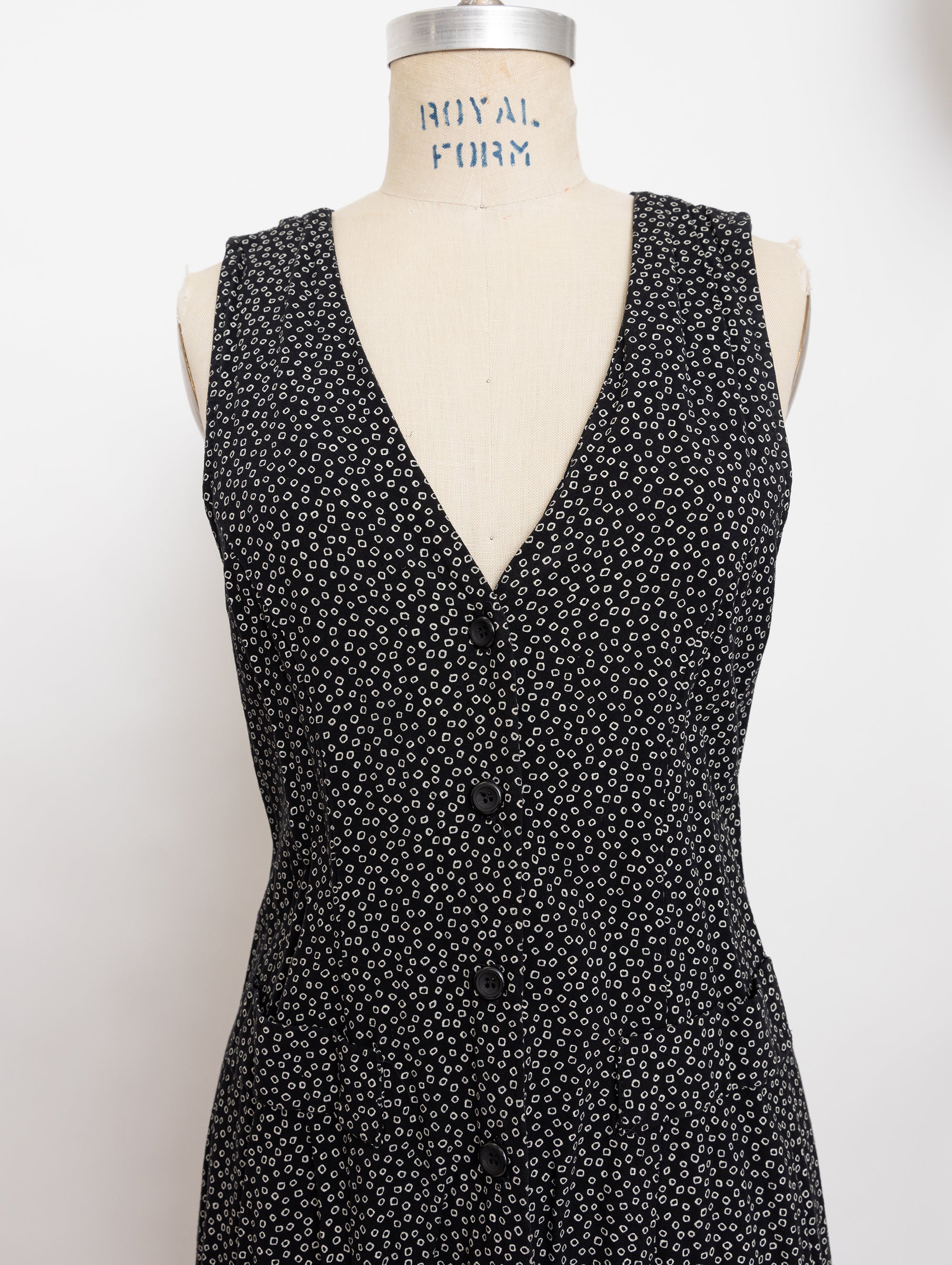 90s black and white dot criss cross back dress