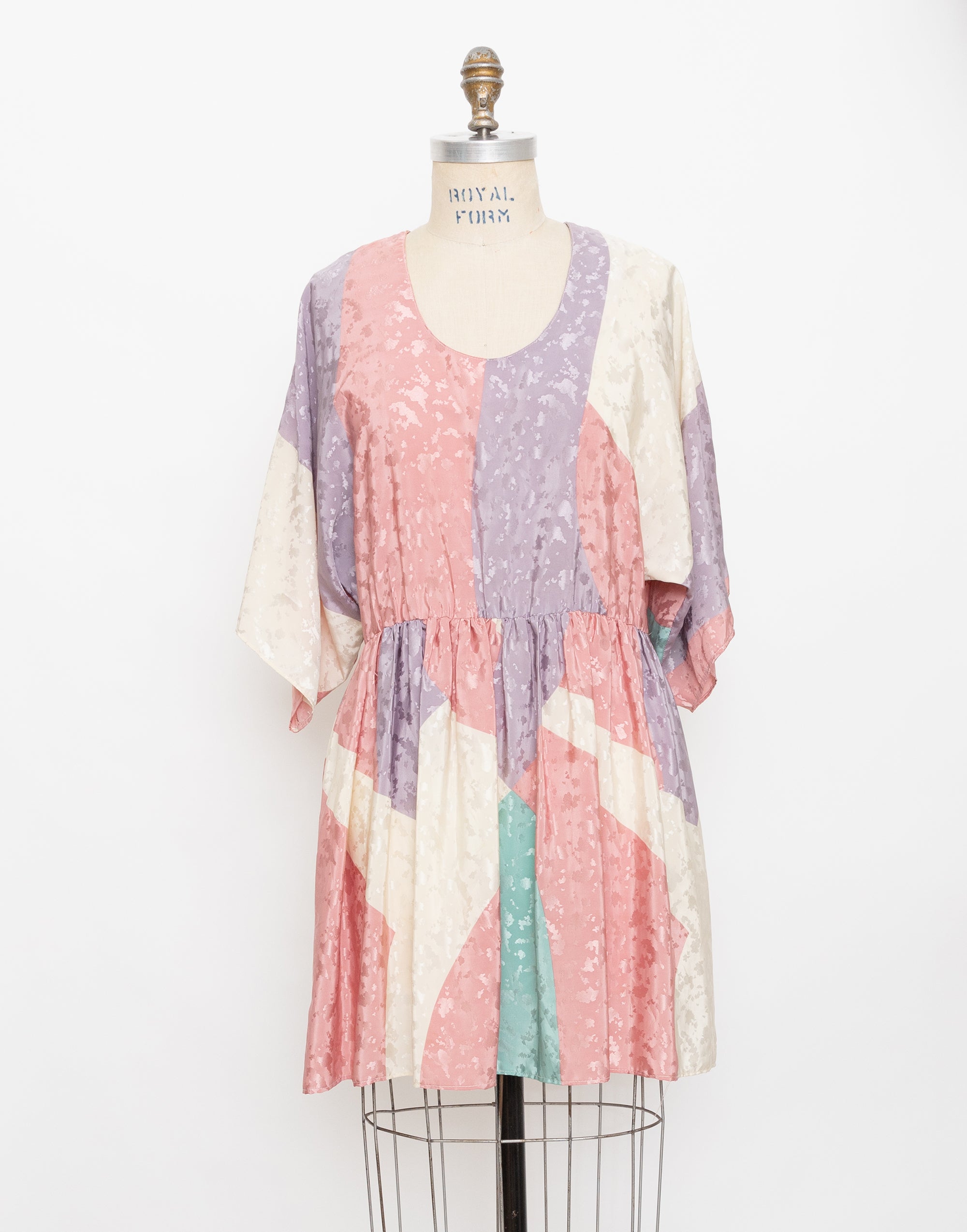 80s caron abstract pastel print dress