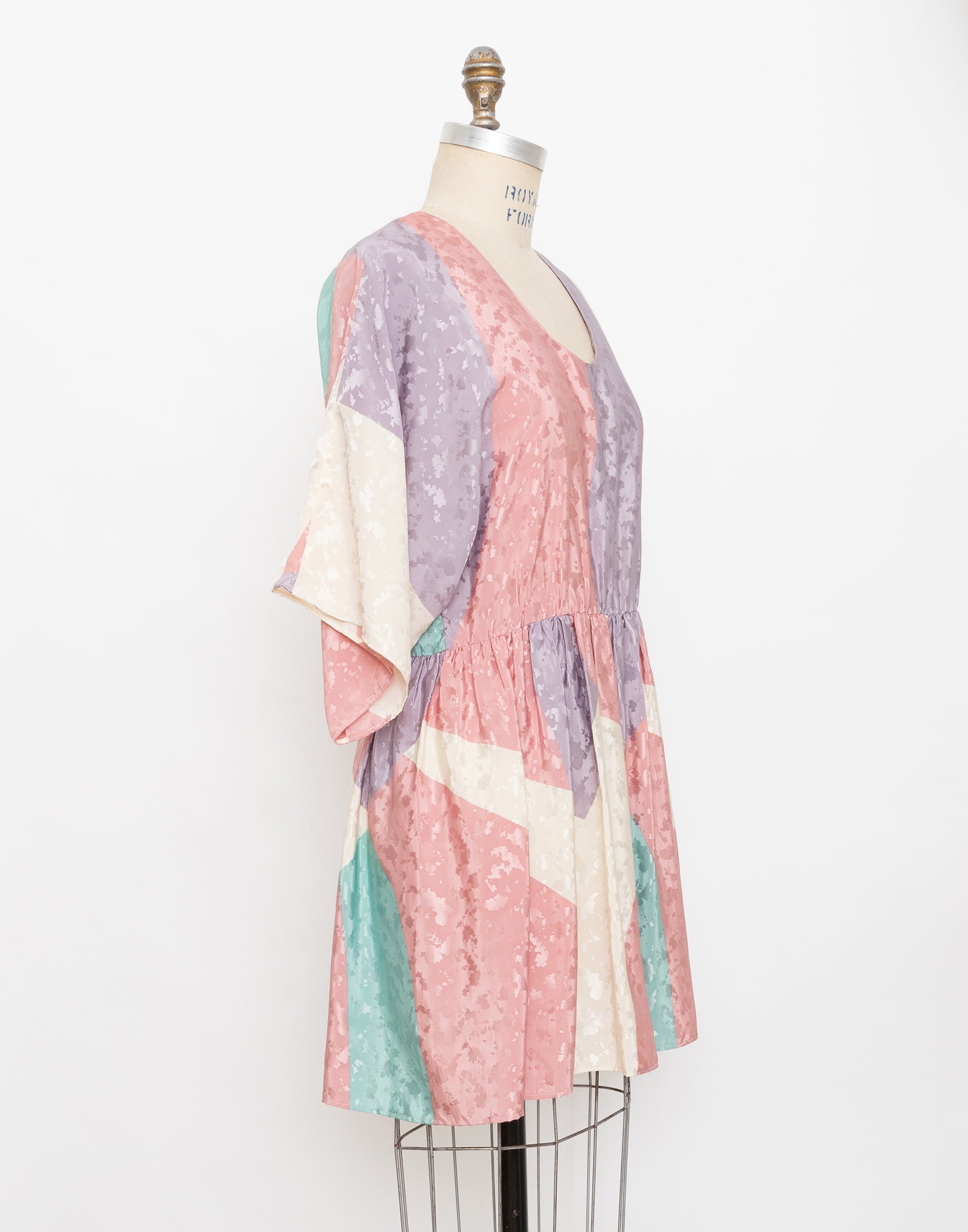 80s caron abstract pastel print dress