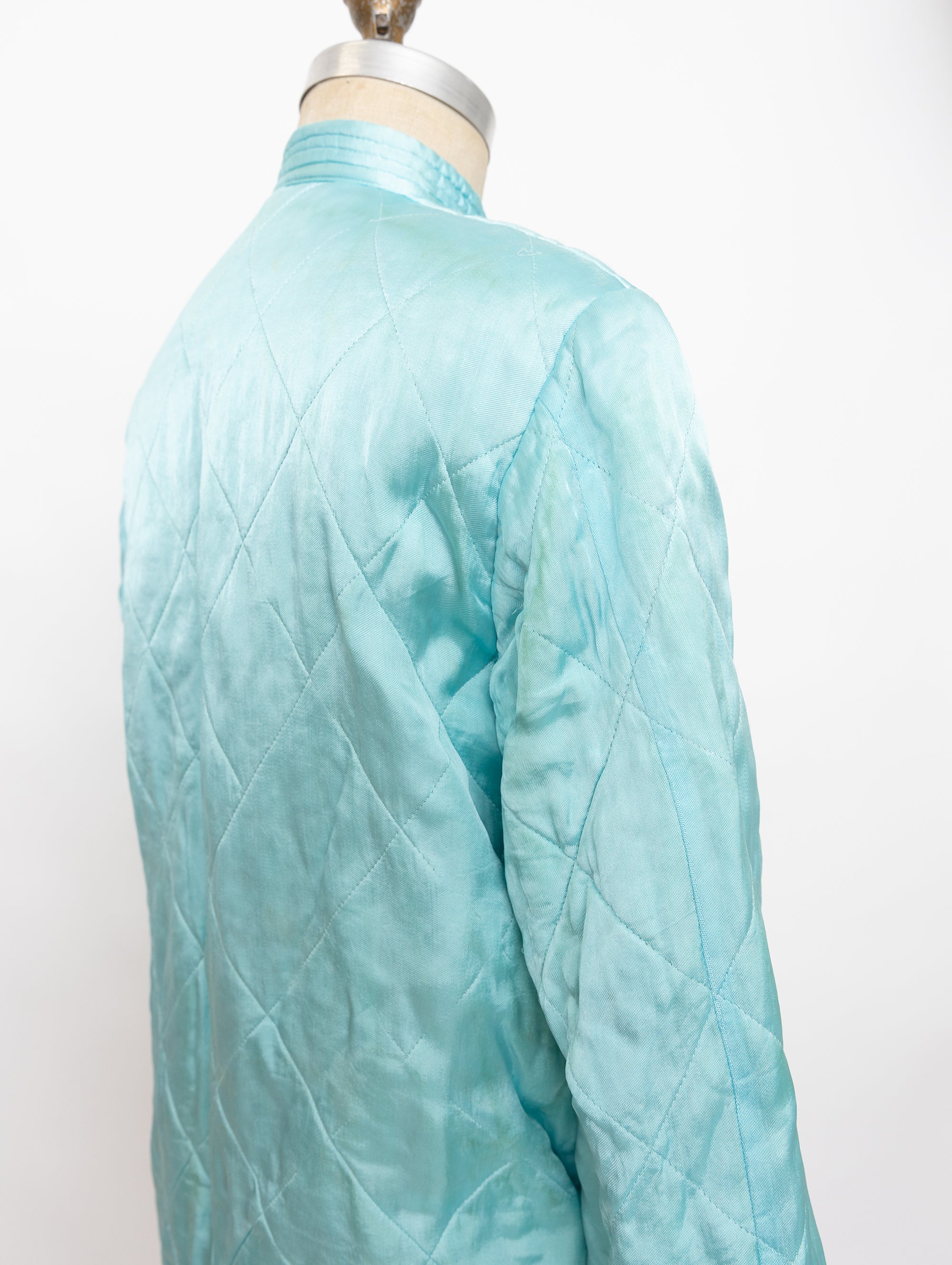 80s aqua satin embroidered jacket