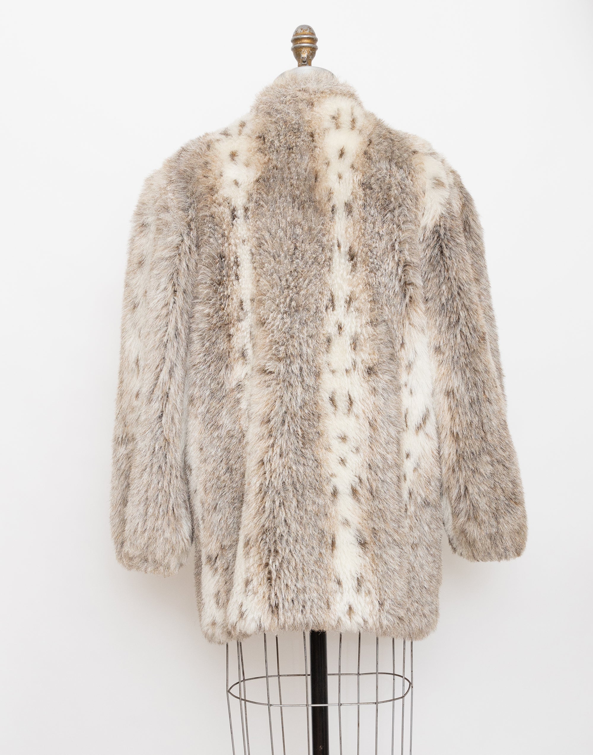 70s light beige white faux fur coat