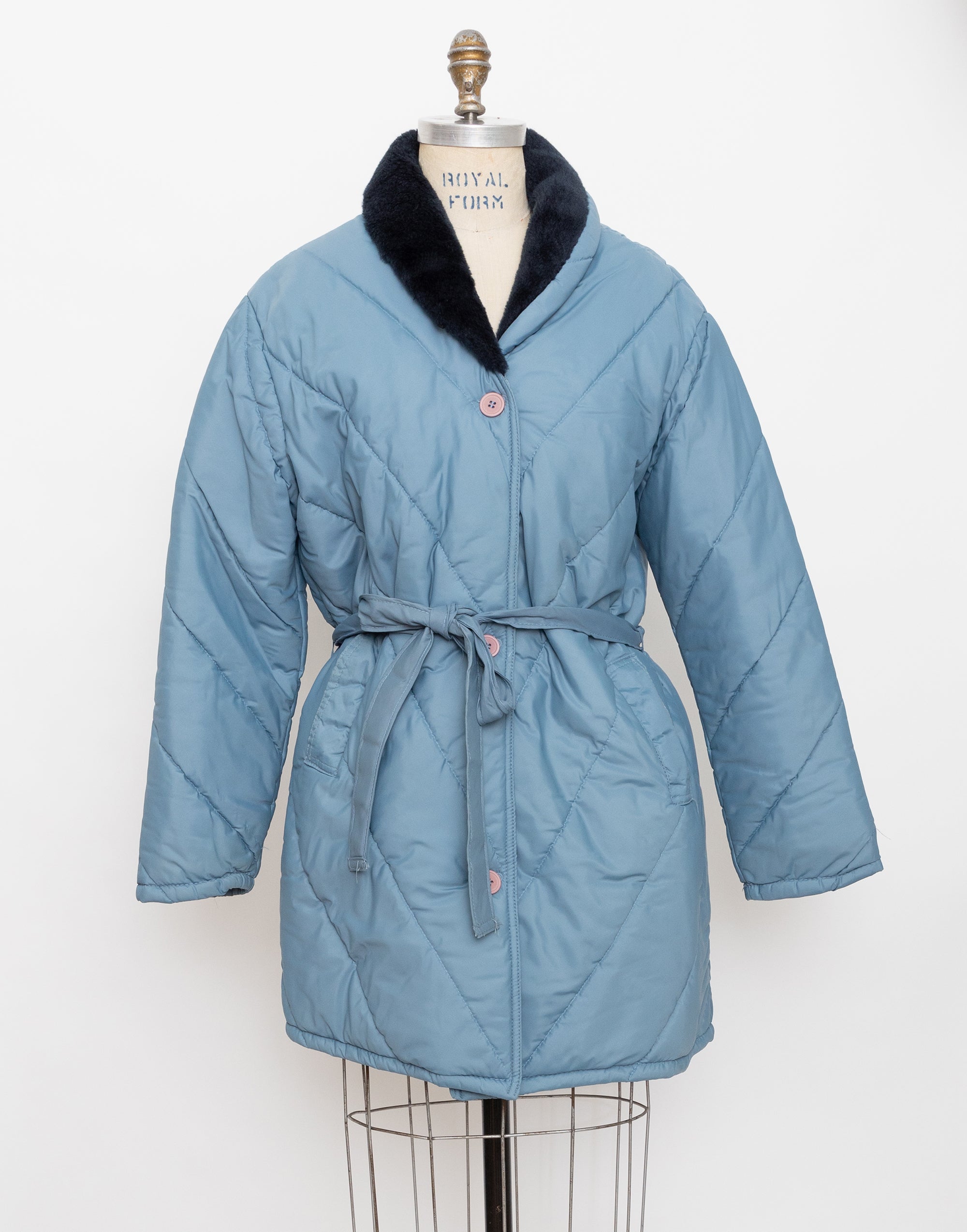 80s haband dusty blue quilted jacket